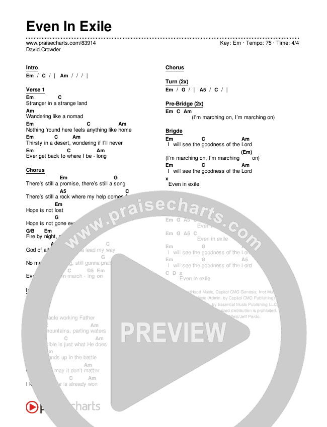 Even In Exile Chords & Lyrics (David Crowder)