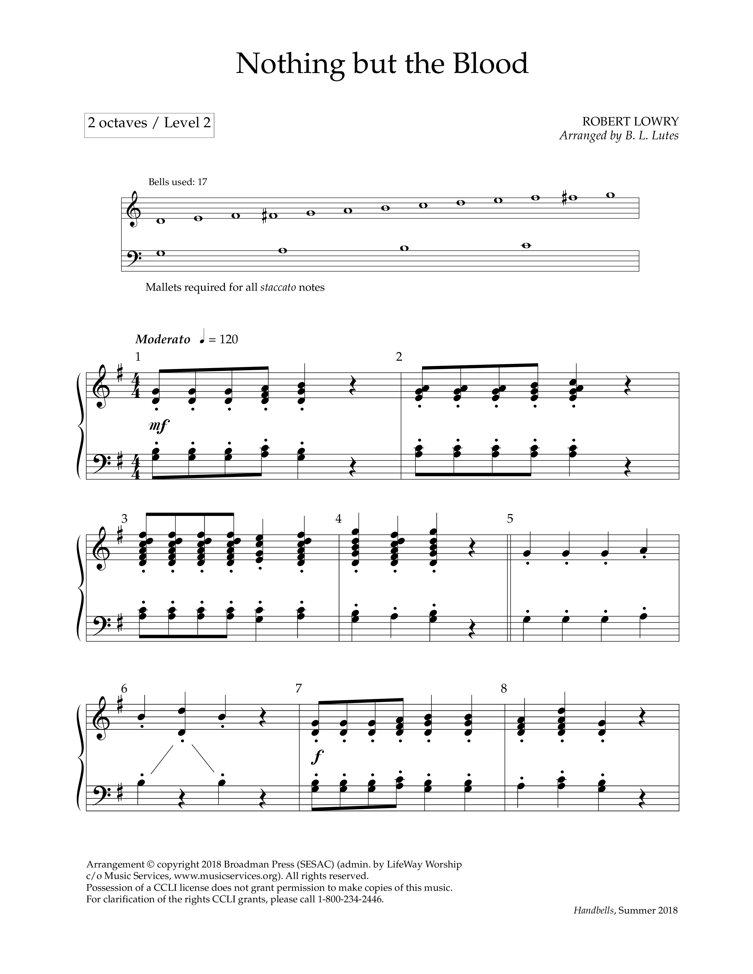 Nothing But The Blood (Handbells) Handbells (Lifeway Worship / Arr. B. L. Lutes)