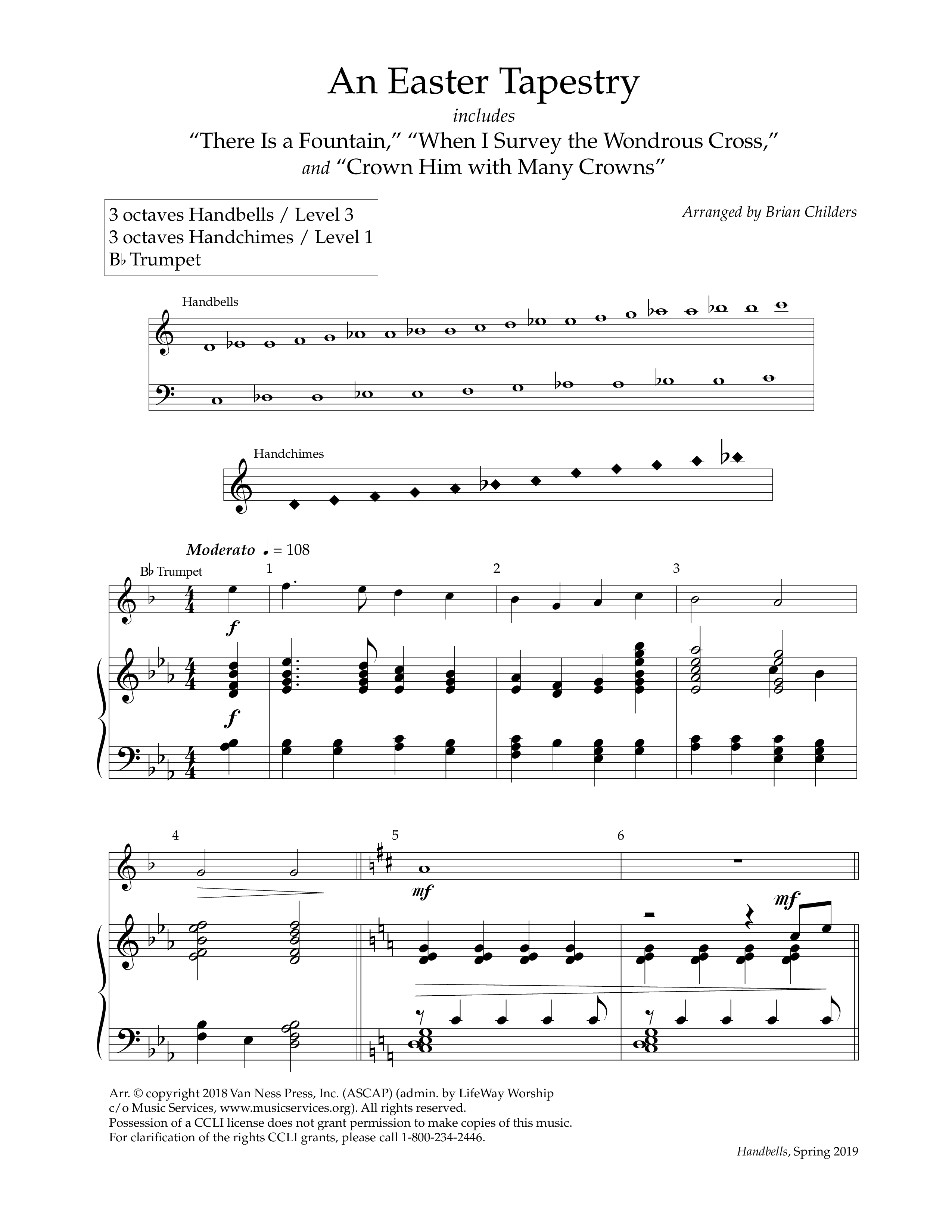 An Easter Tapestry (with  There Is A Fountain, When I Survey, Crown Him With Many Crowns) (Handbells) Handbells (Lifeway Worship / Arr. Brian Childers)