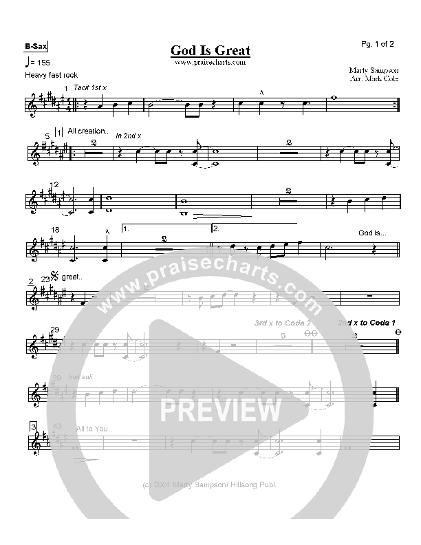 God Is Great Bari Sax (Hillsong Worship)