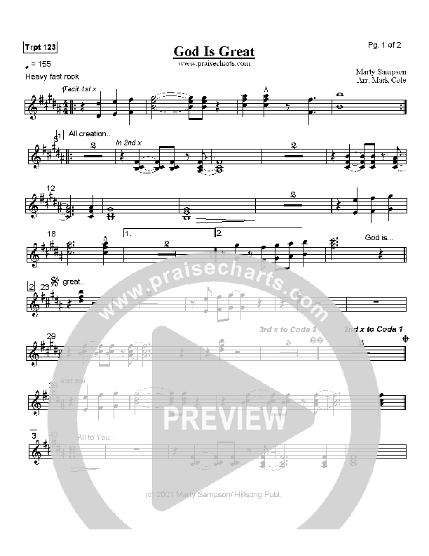 God Is Great Trumpet 1/2/3 (Hillsong Worship)