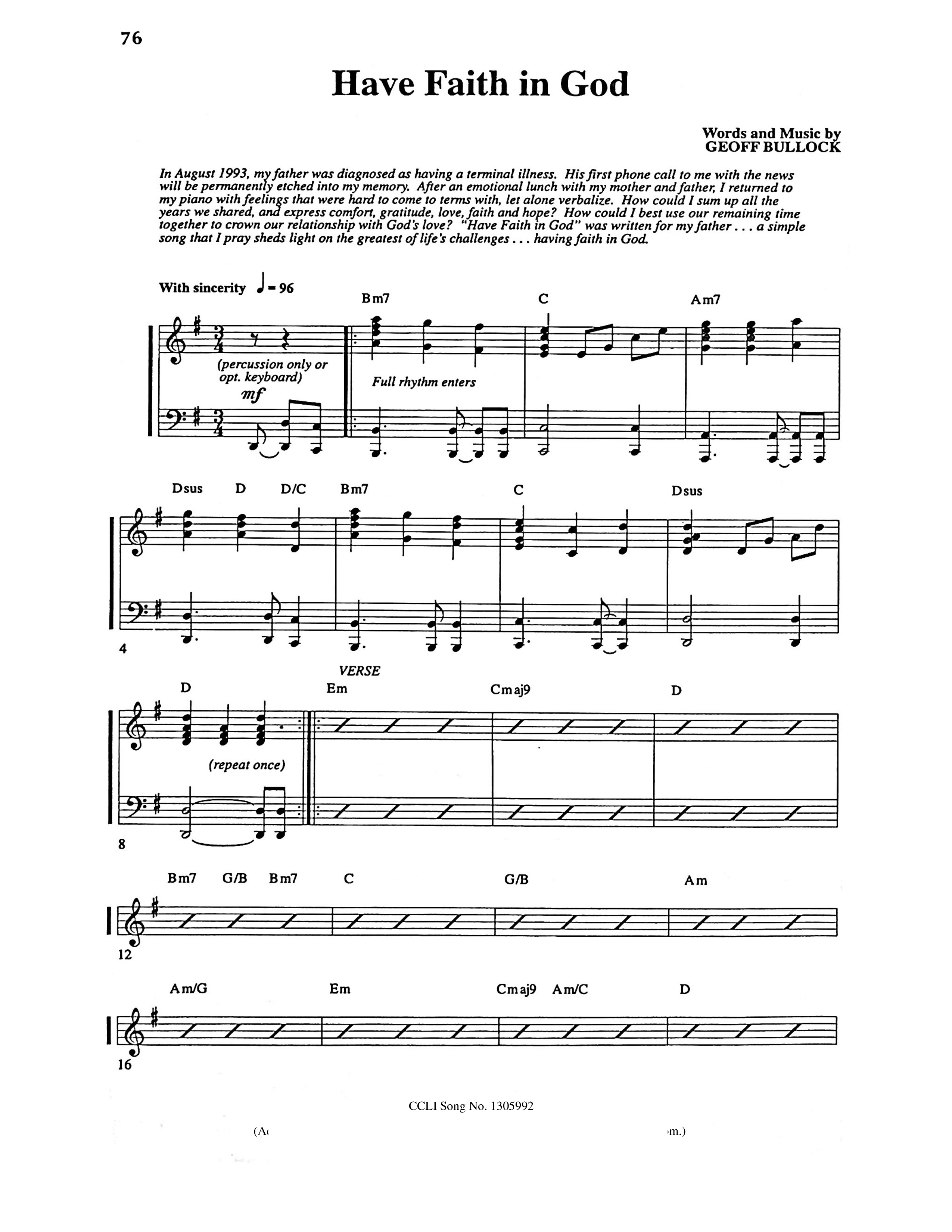 Have Faith In God Rhythm Chart (Geoff Bullock)