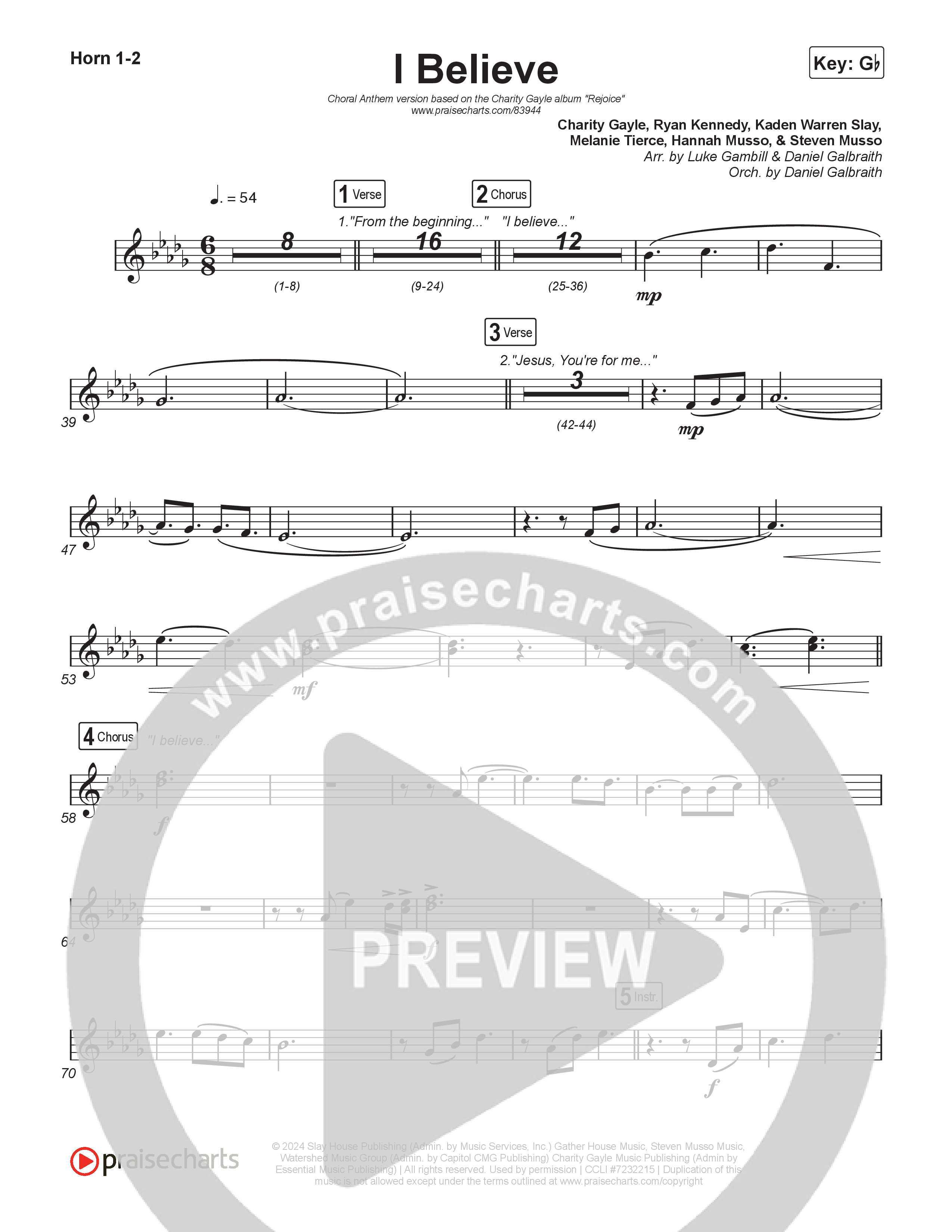 I Believe (Choral Anthem SATB) Brass Pack (Charity Gayle / Arr. Luke Gambill)