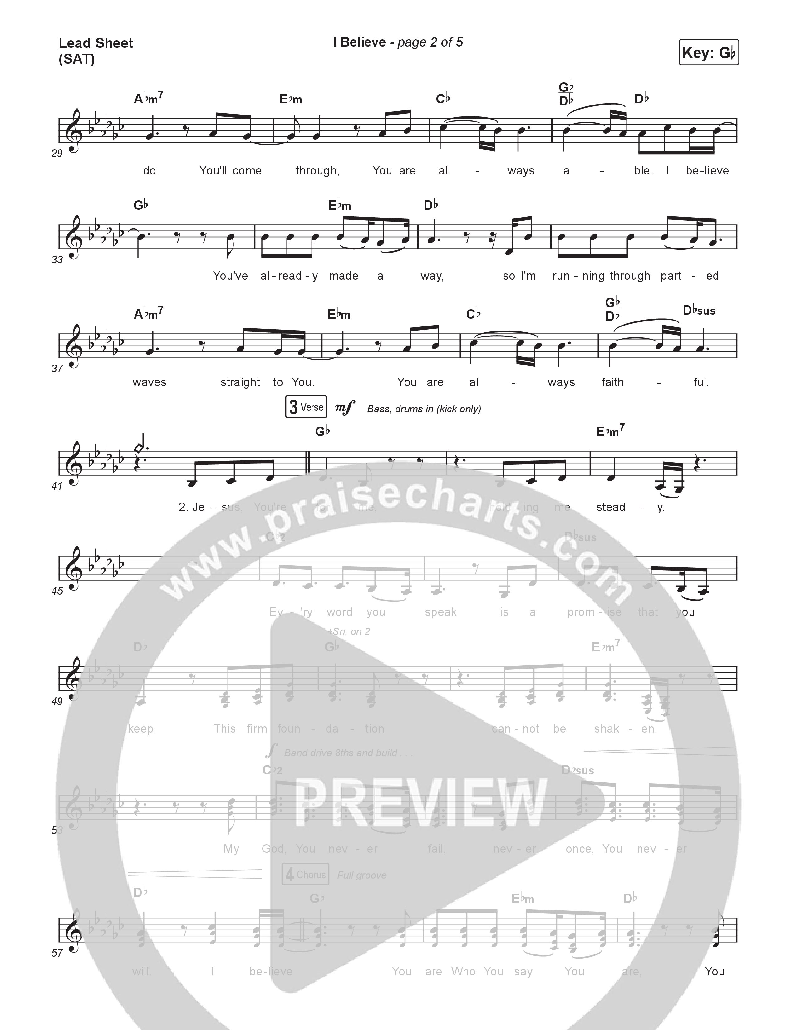 I Believe (Choral Anthem SATB) Lead Sheet (SAT) (Charity Gayle / Arr. Luke Gambill)