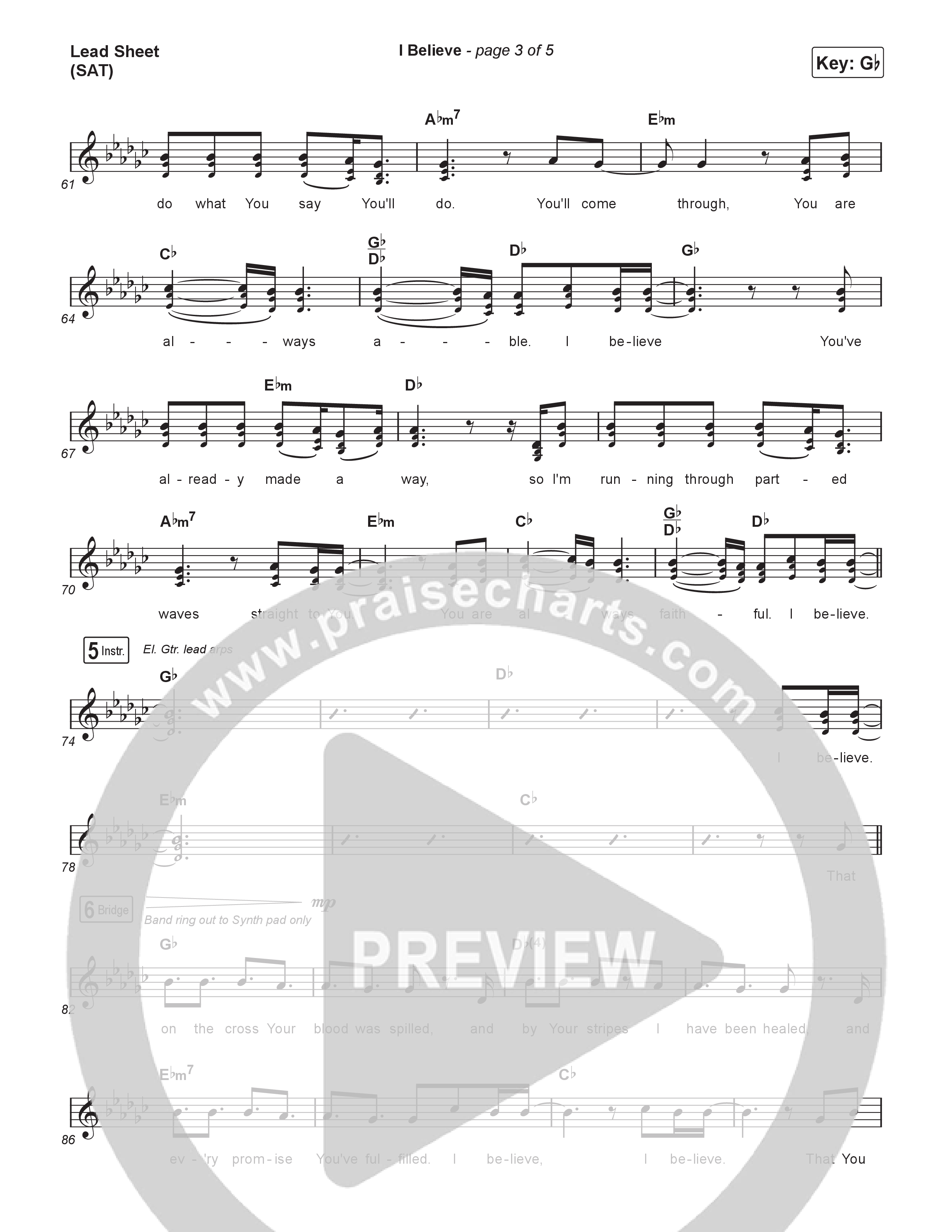 I Believe (Choral Anthem SATB) Lead Sheet (SAT) (Charity Gayle / Arr. Luke Gambill)