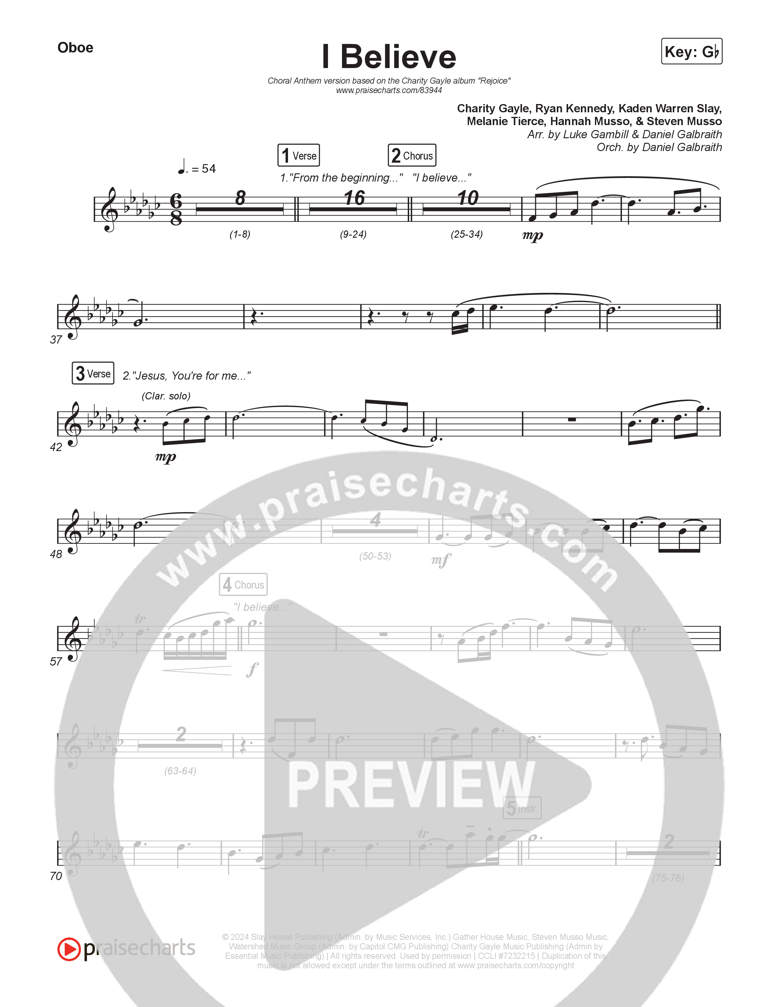 I Believe (Choral Anthem SATB) Wind Pack (Charity Gayle / Arr. Luke Gambill)
