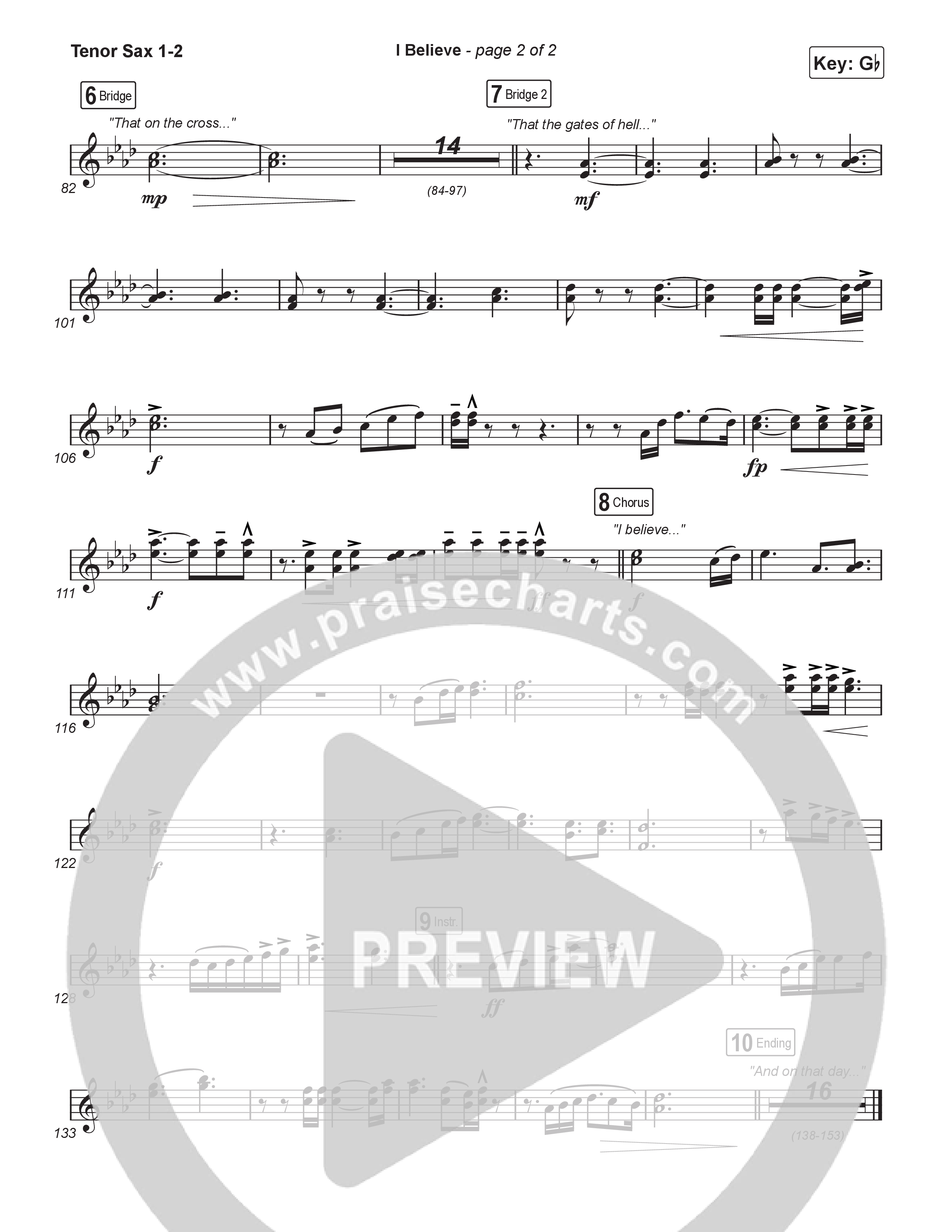 I Believe (Choral Anthem SATB) Tenor Sax 1,2 (Charity Gayle / Arr. Luke Gambill)