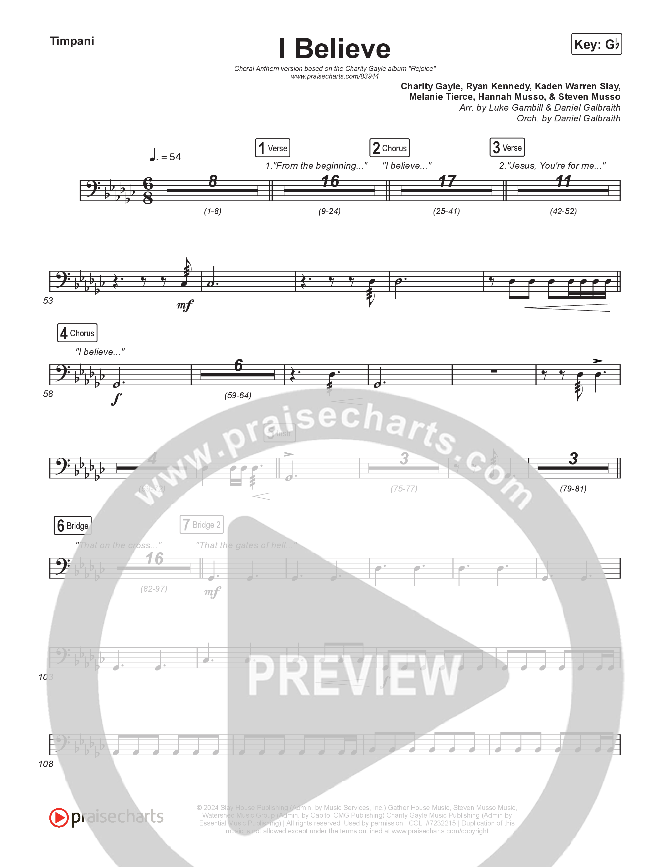 I Believe (Choral Anthem SATB) Timpani (Charity Gayle / Arr. Luke Gambill)