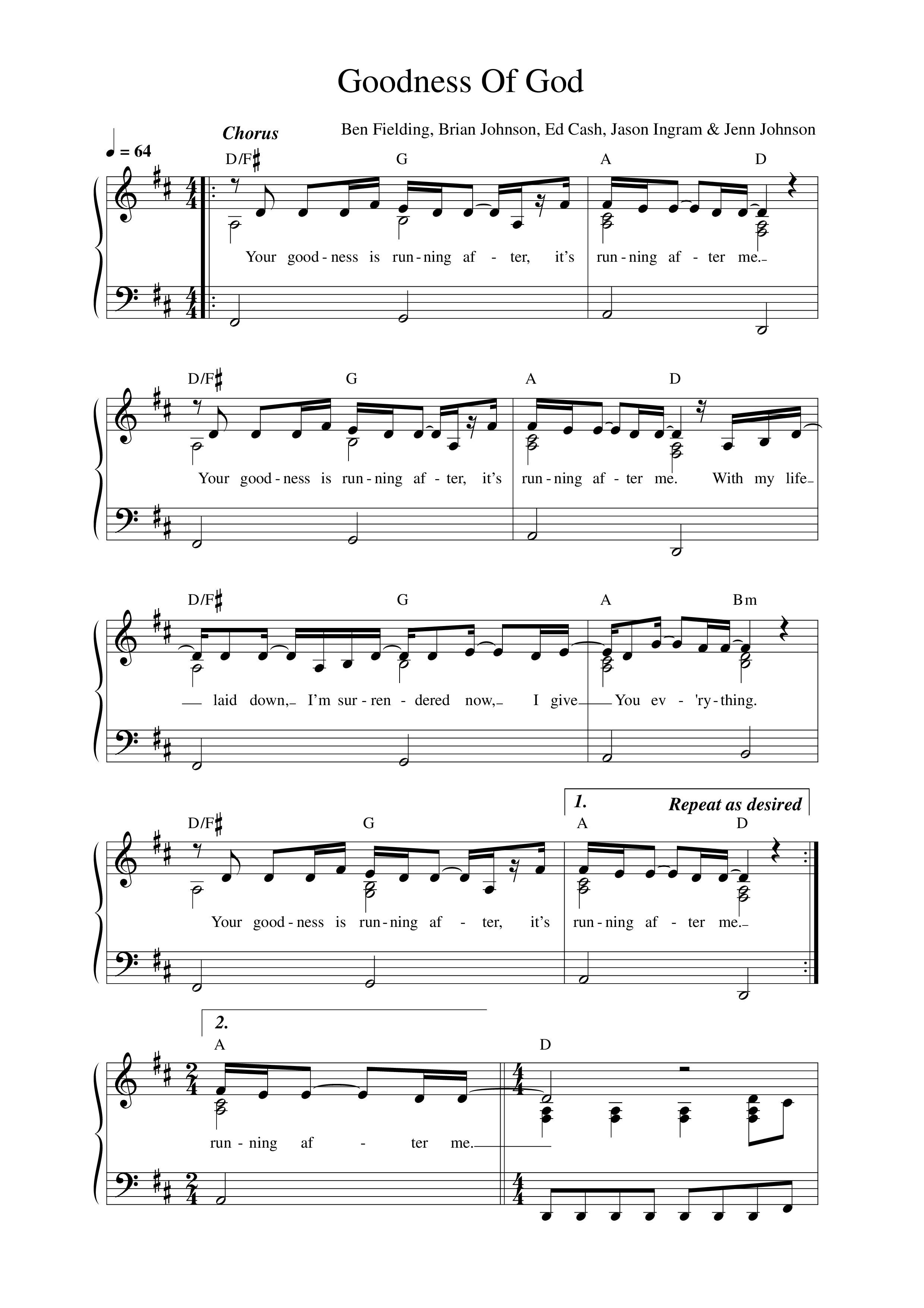 Goodness Of God Lead Sheet Melody (ICF Worship)