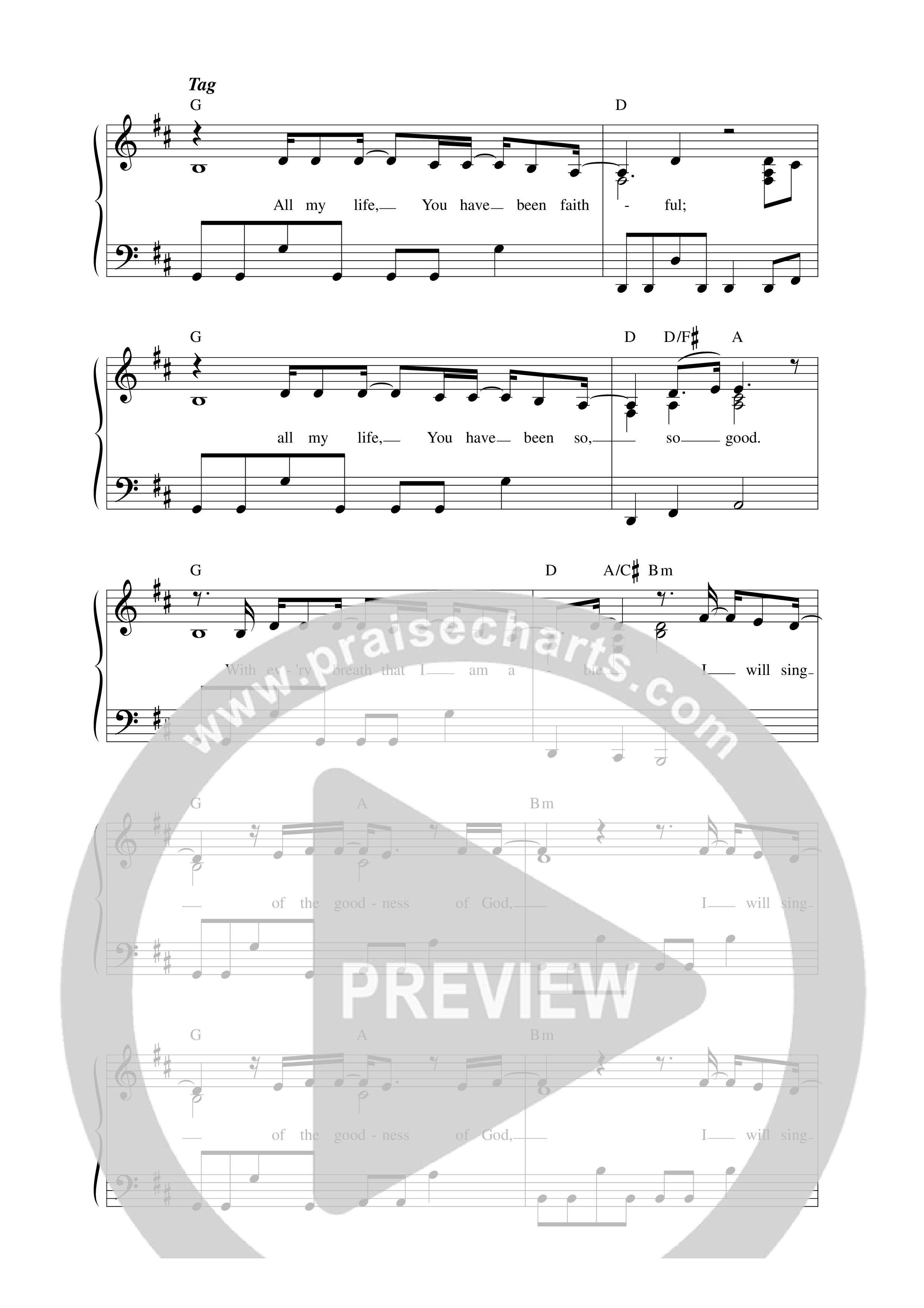 Goodness Of God Lead Sheet Melody (ICF Worship)