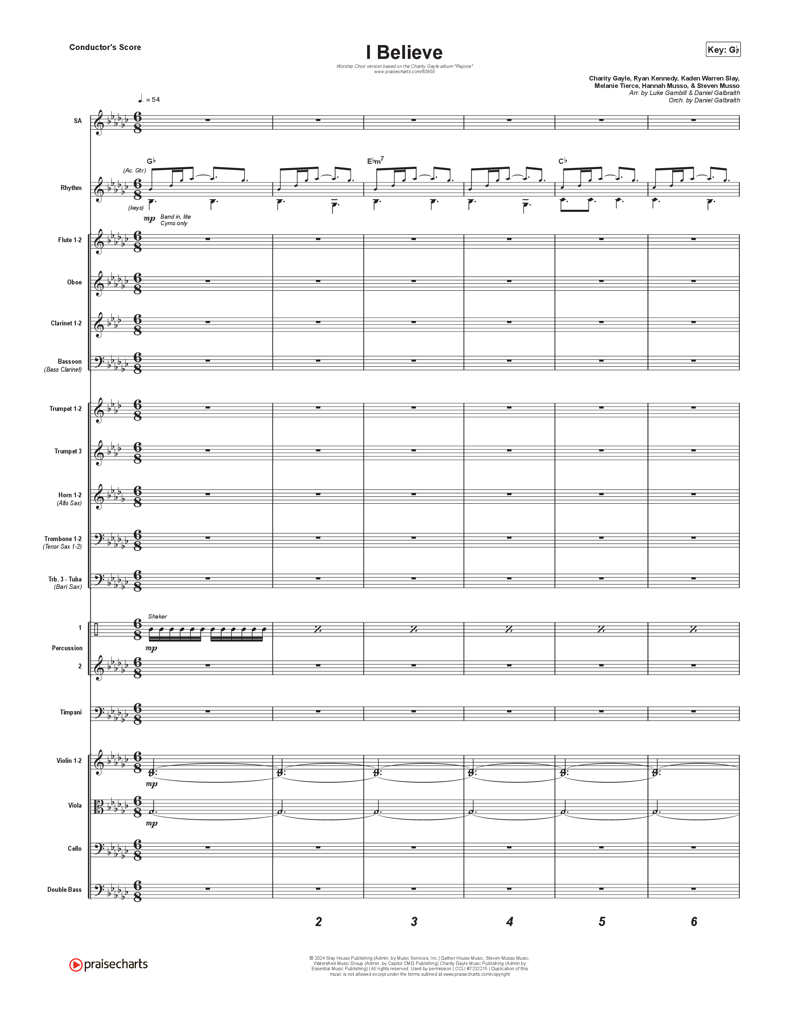 I Believe (Worship Choir/SAB) Conductor's Score (Charity Gayle / Arr. Luke Gambill)