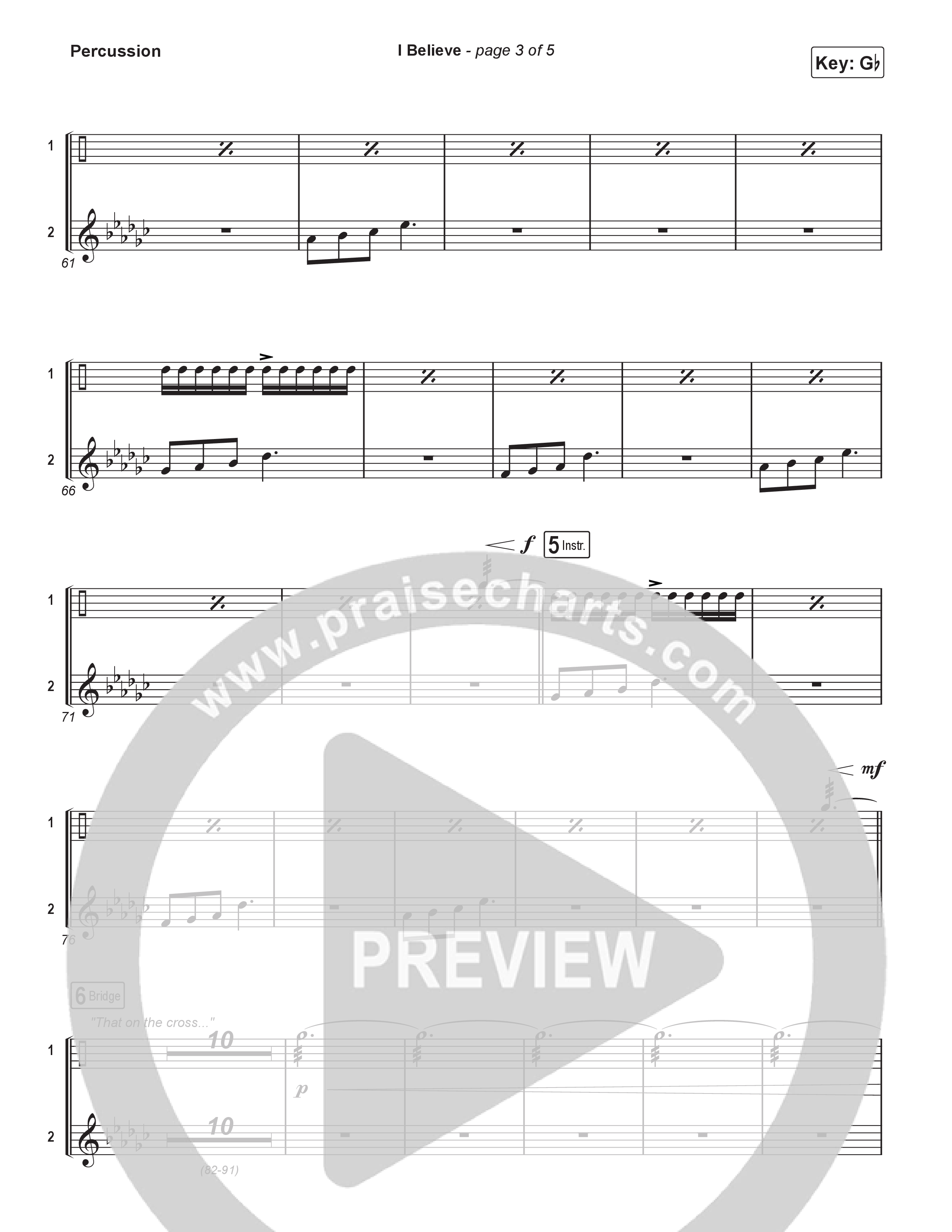 I Believe (Worship Choir/SAB) Percussion (Charity Gayle / Arr. Luke Gambill)