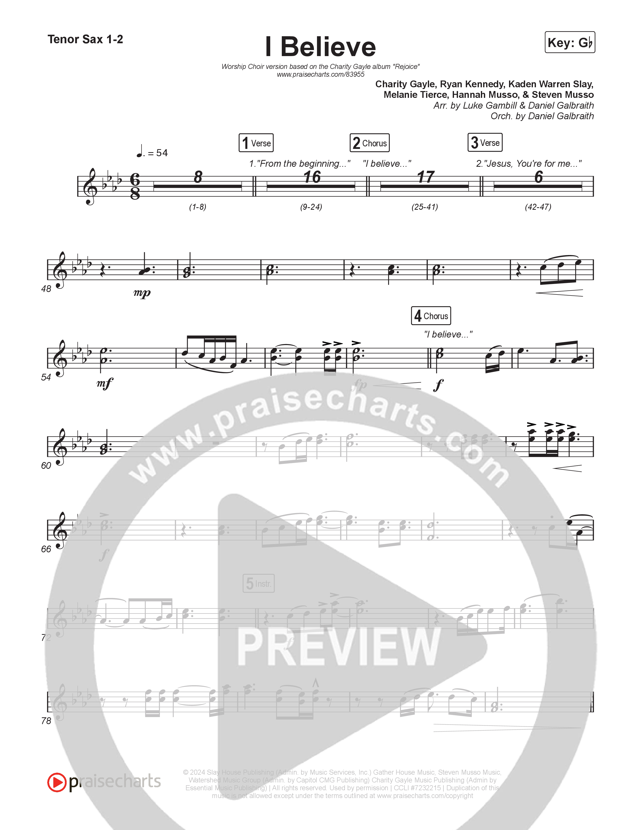 I Believe (Worship Choir/SAB) Sax Pack (Charity Gayle / Arr. Luke Gambill)