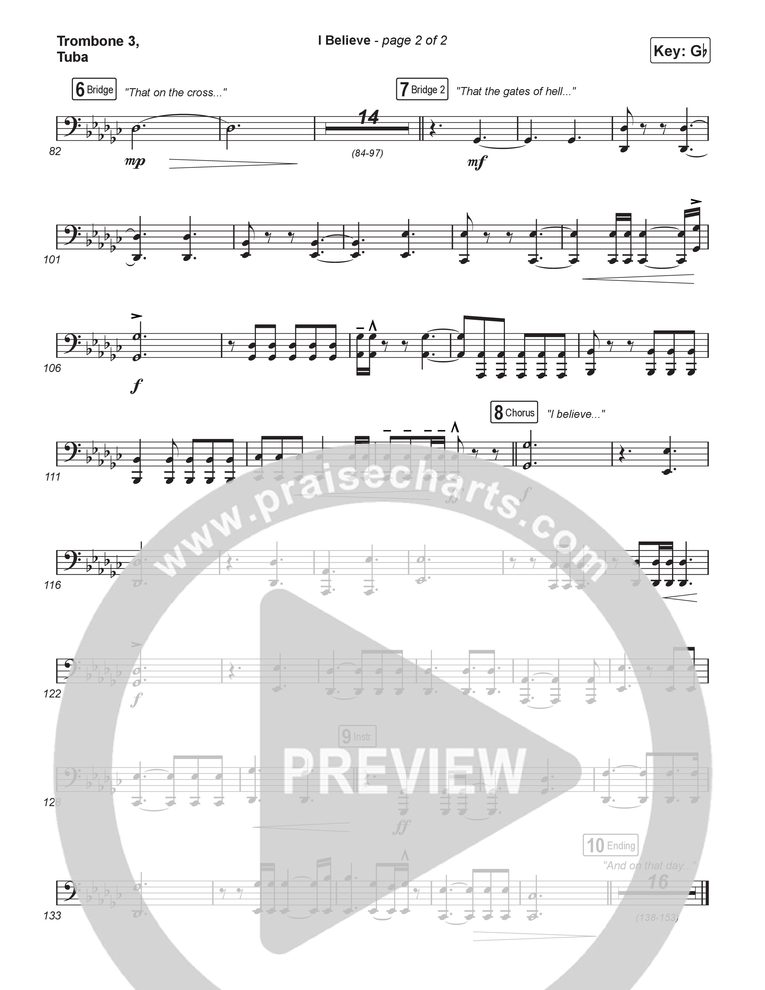 I Believe (Worship Choir/SAB) Trombone 3/Tuba (Charity Gayle / Arr. Luke Gambill)