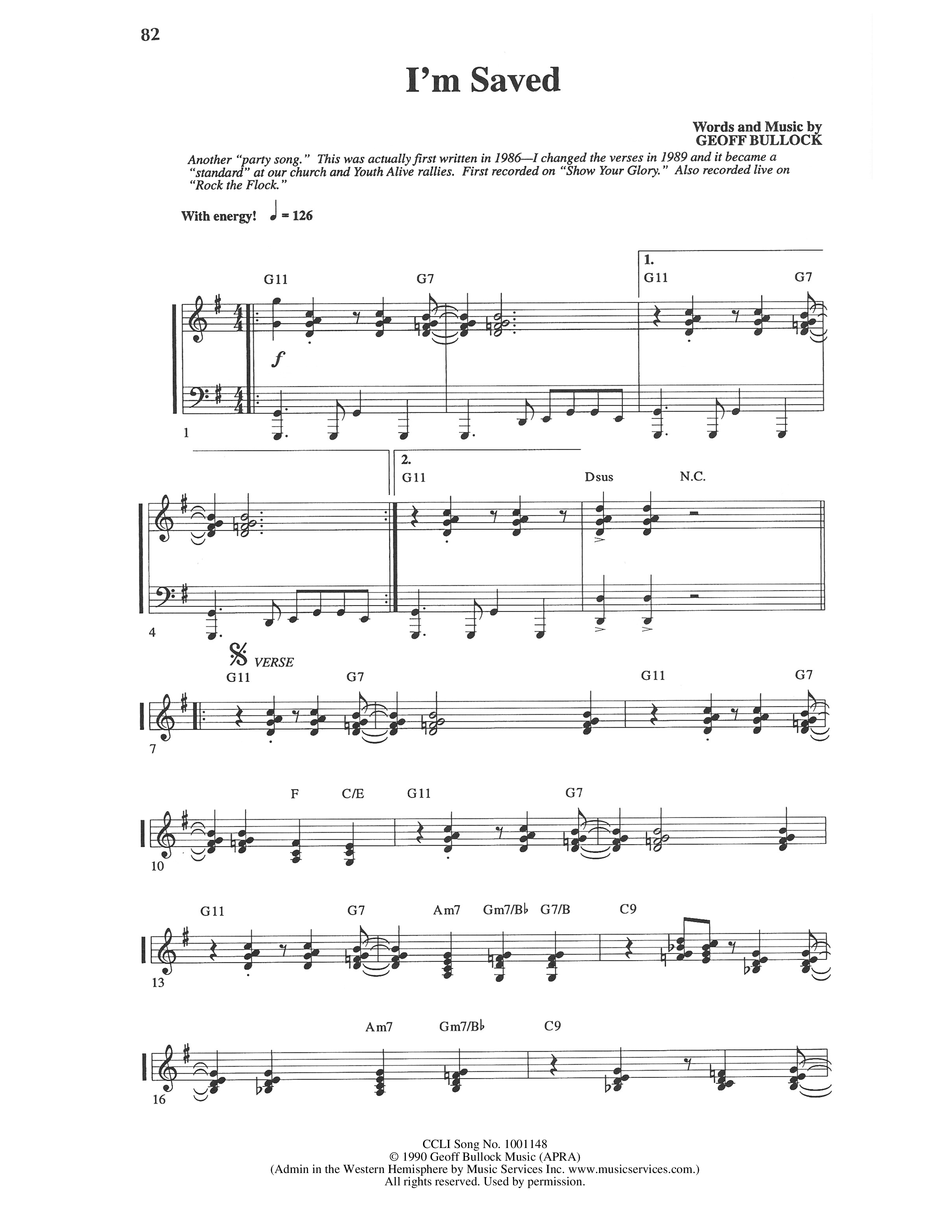 I'm Saved Rhythm Chart (Geoff Bullock)