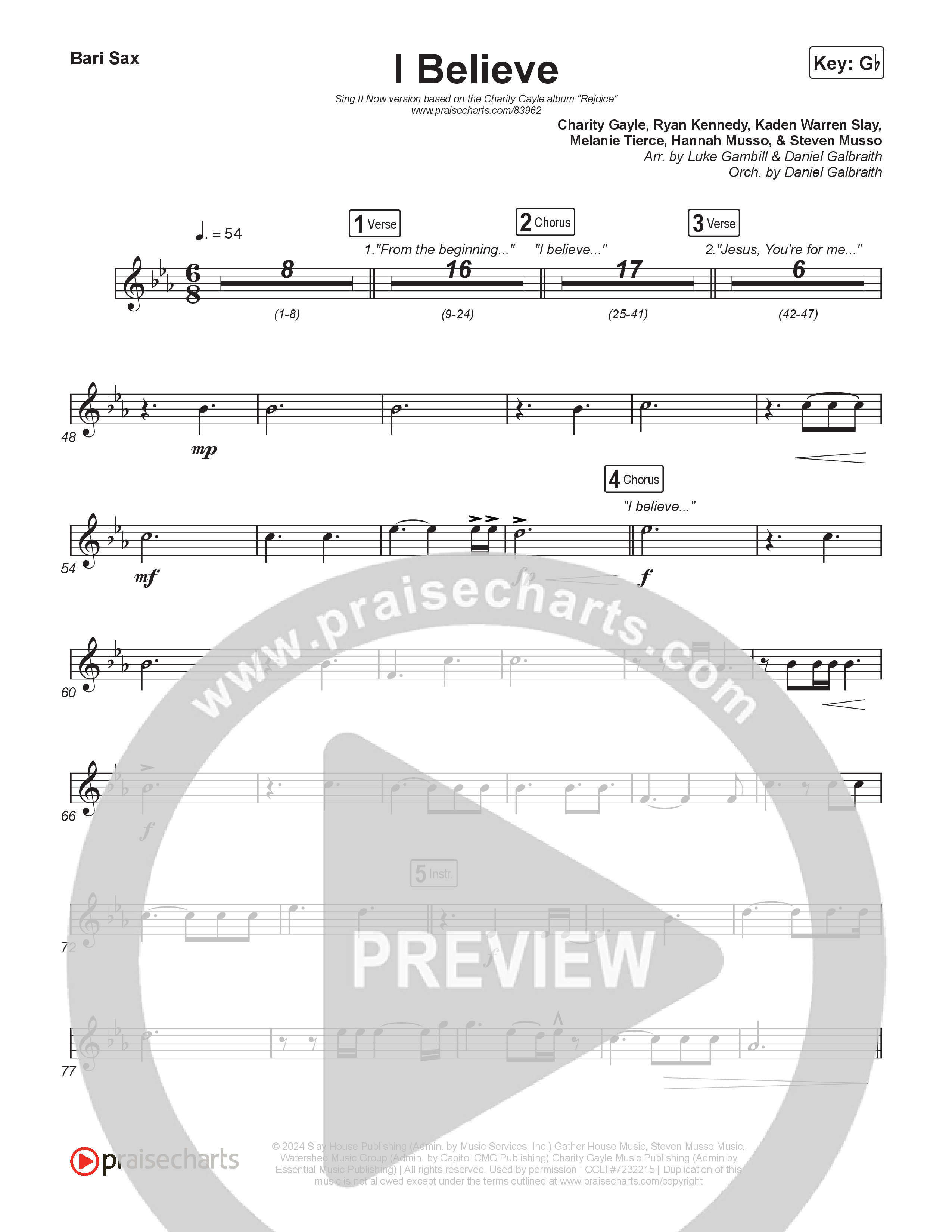 I Believe (Sing It Now) Bari Sax (Charity Gayle / Arr. Luke Gambill)