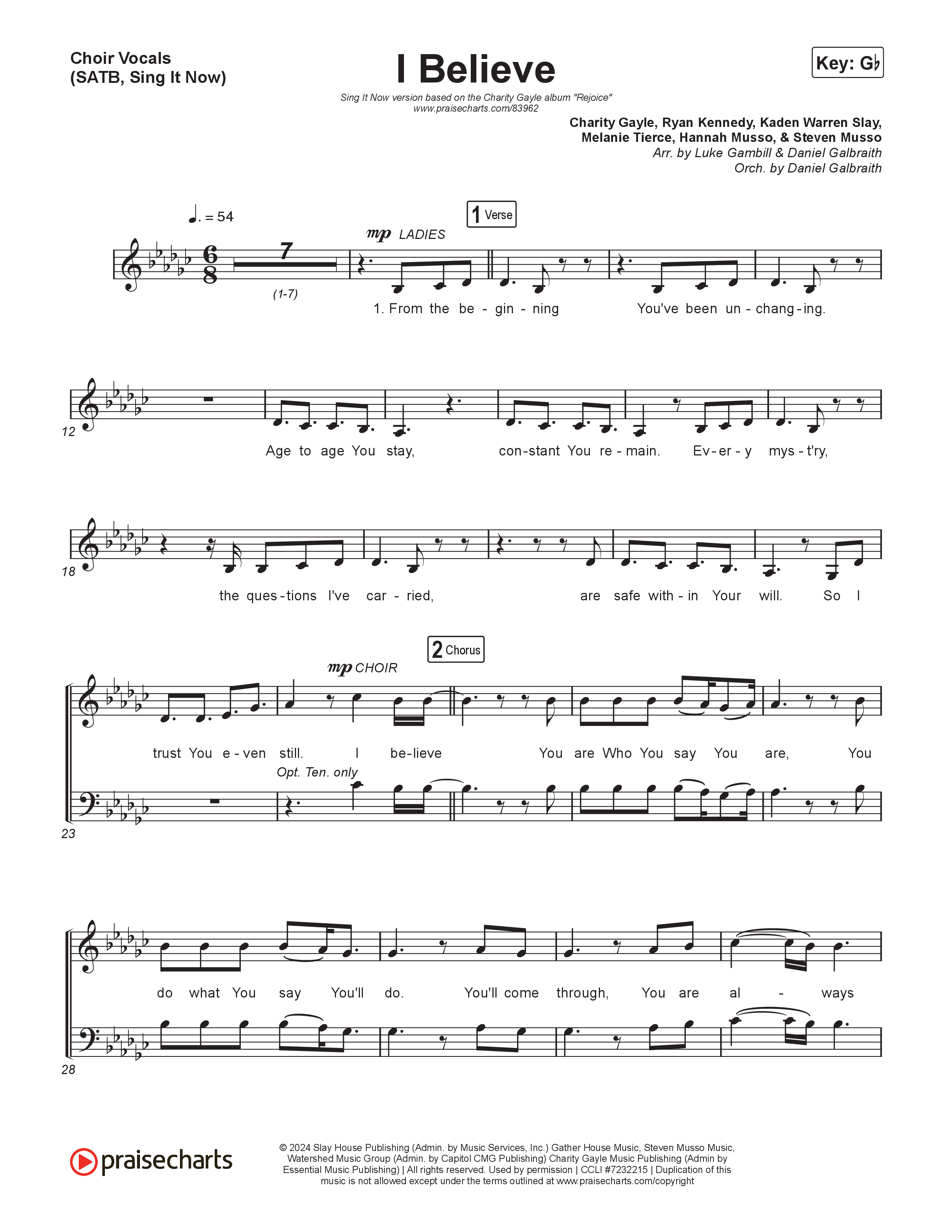 I Believe (Sing It Now) Choir Sheet (SATB) (Charity Gayle / Arr. Luke Gambill)