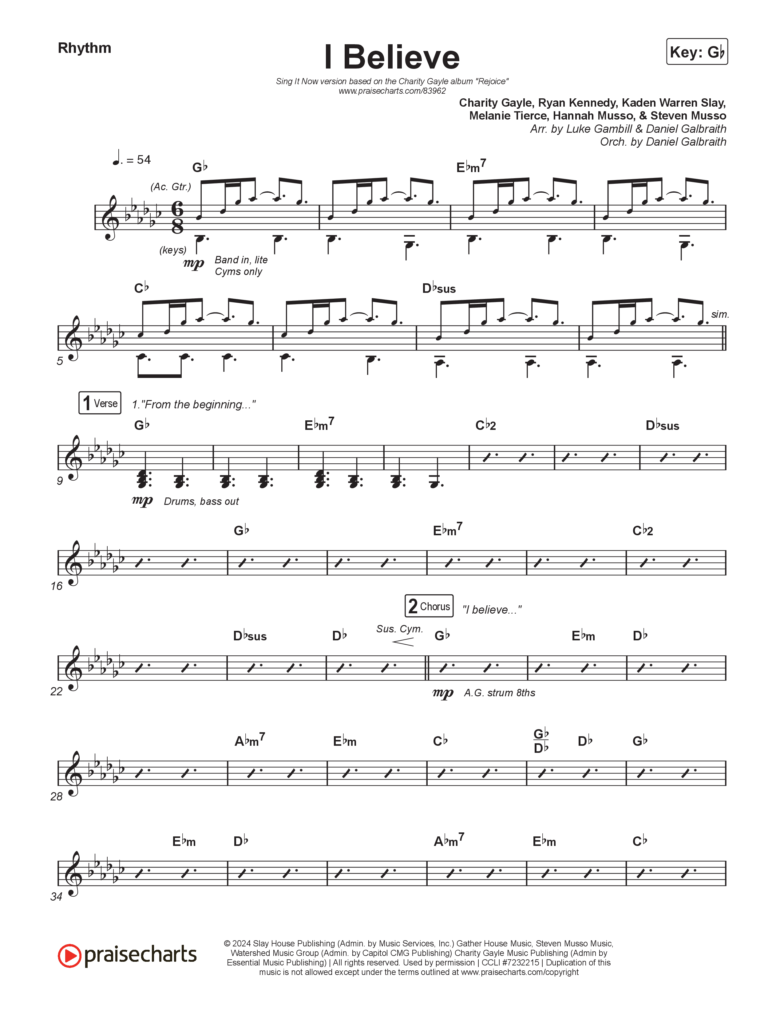 I Believe (Sing It Now) Rhythm Pack (Charity Gayle / Arr. Luke Gambill)