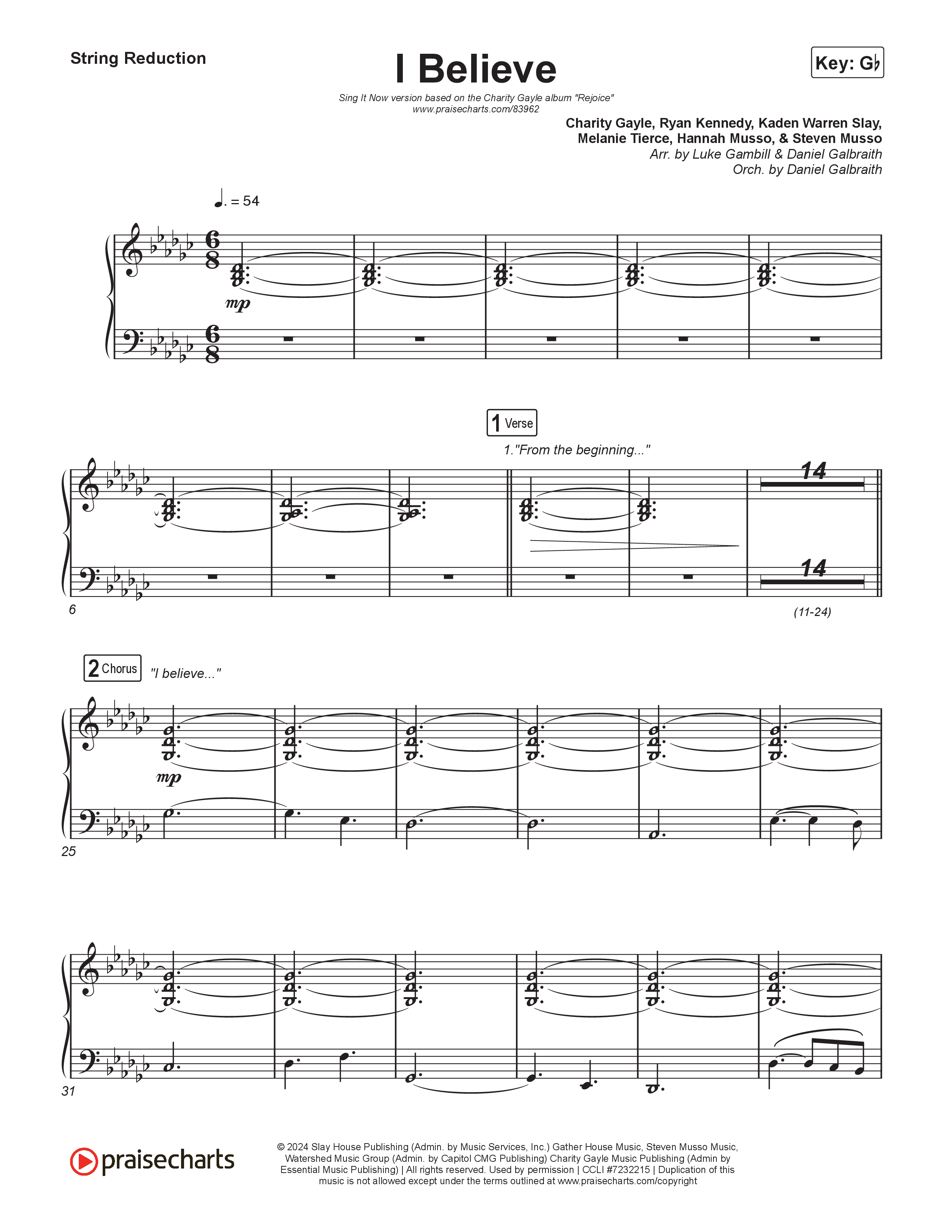I Believe (Sing It Now) String Reduction (Charity Gayle / Arr. Luke Gambill)