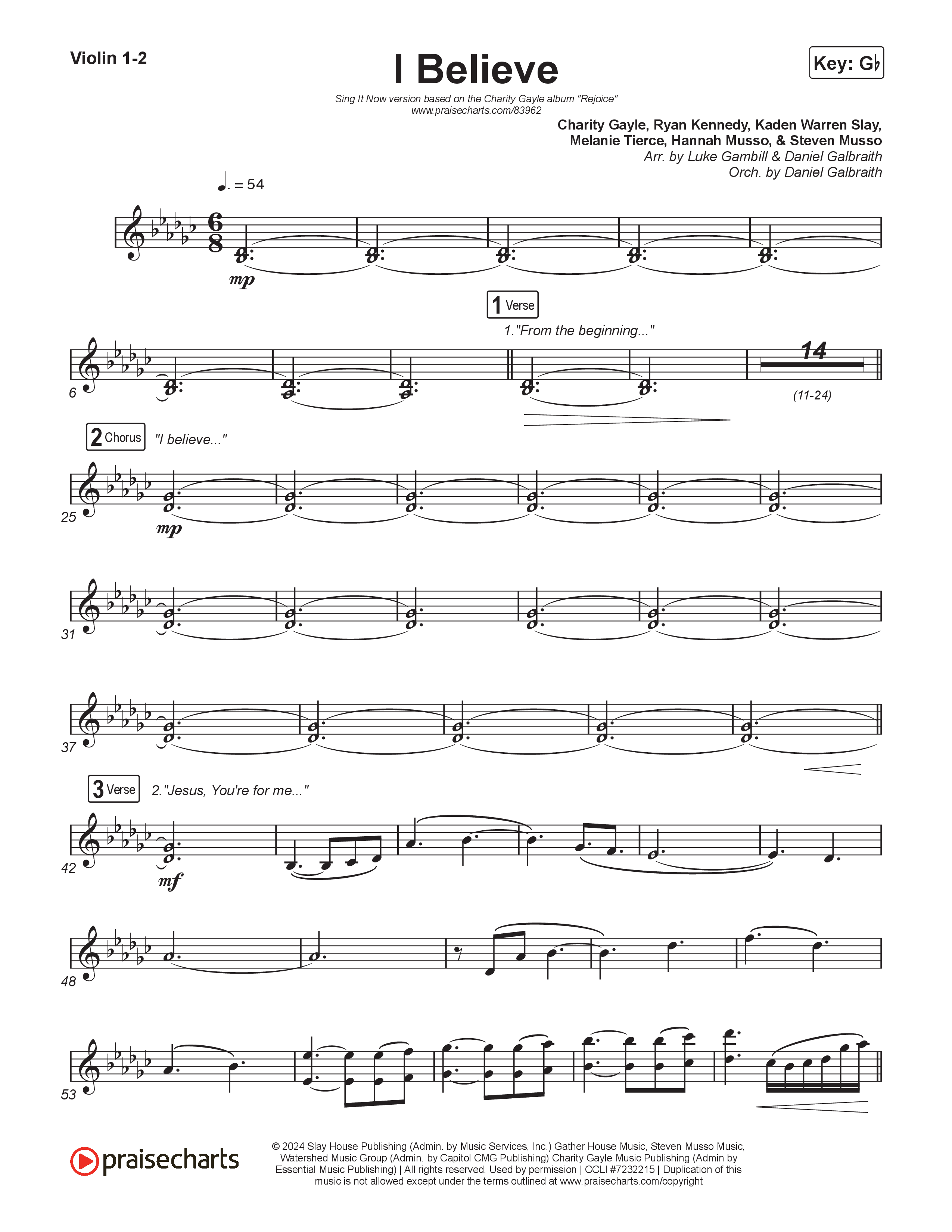 I Believe (Sing It Now) String Pack (Charity Gayle / Arr. Luke Gambill)