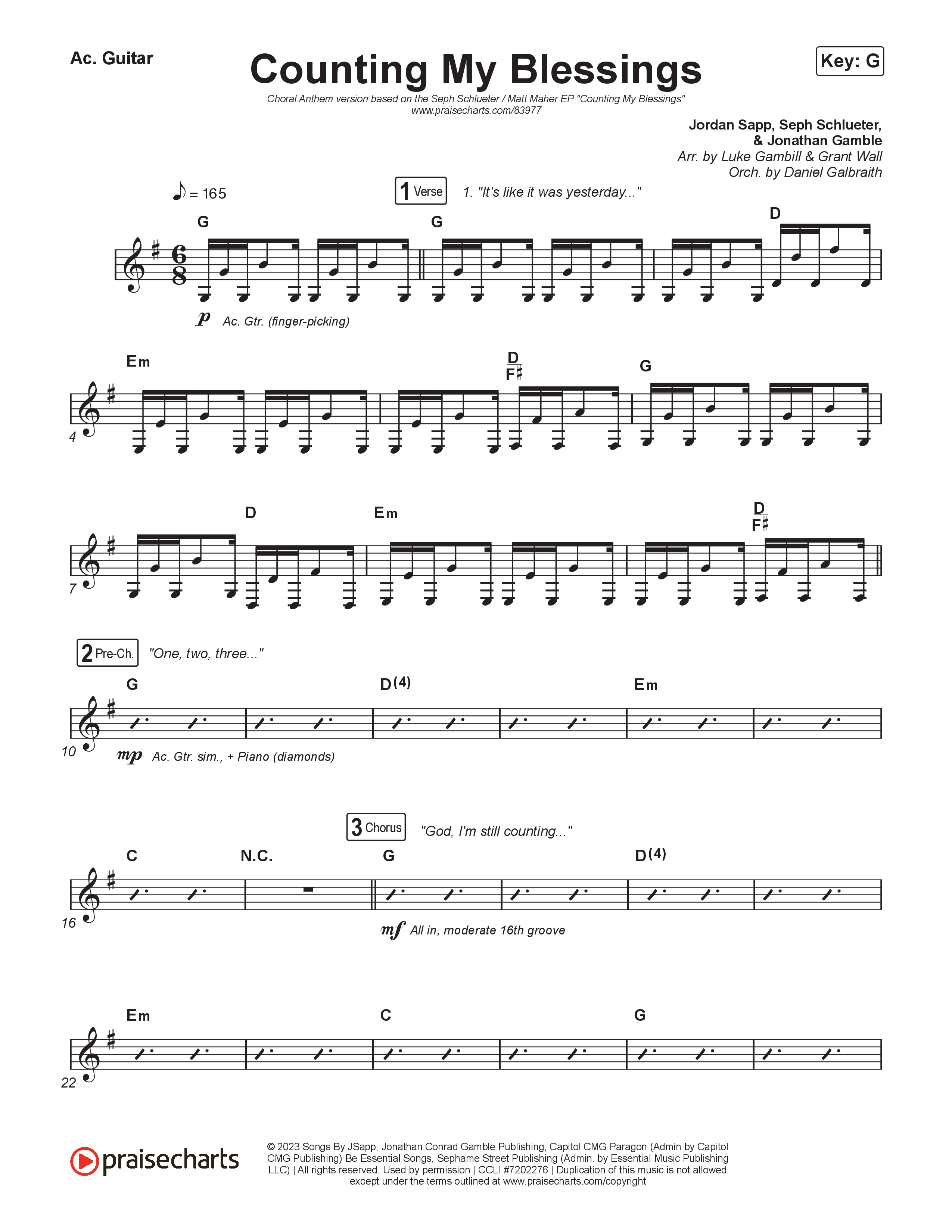 Counting My Blessings (Choral Anthem SATB) Acoustic Guitar (Seph Schlueter / Matt Maher / Arr. Luke Gambill)
