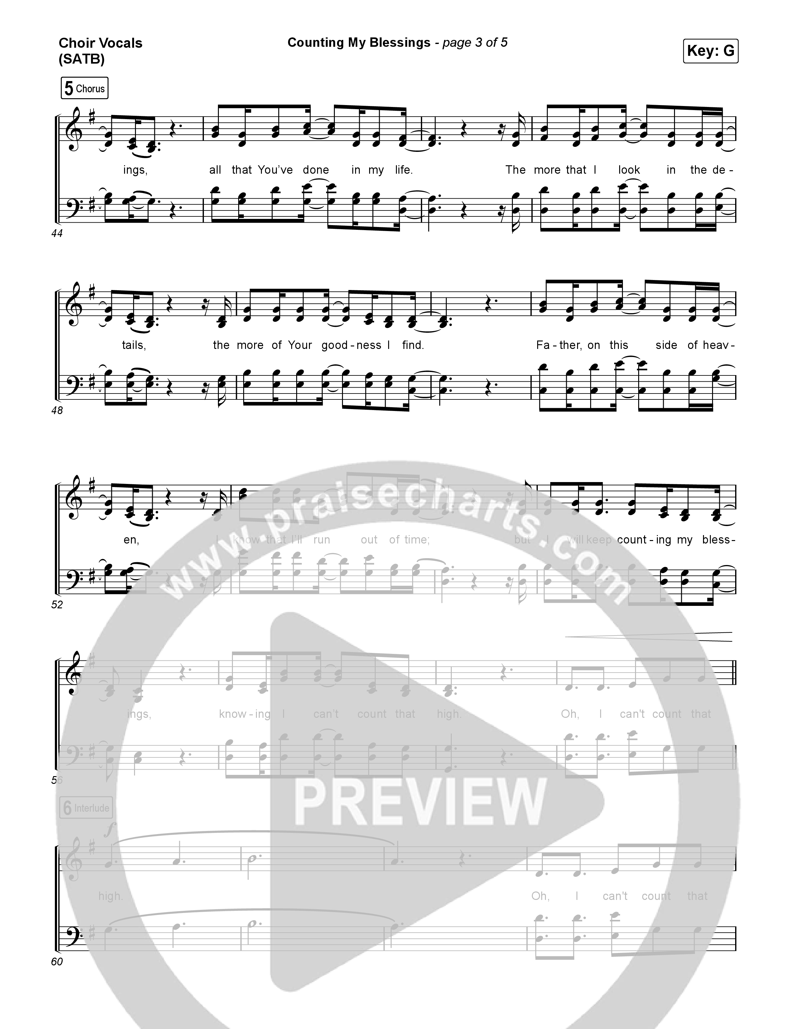 Counting My Blessings (Choral Anthem SATB) Choir Sheet (SATB) (Seph Schlueter / Matt Maher / Arr. Luke Gambill)