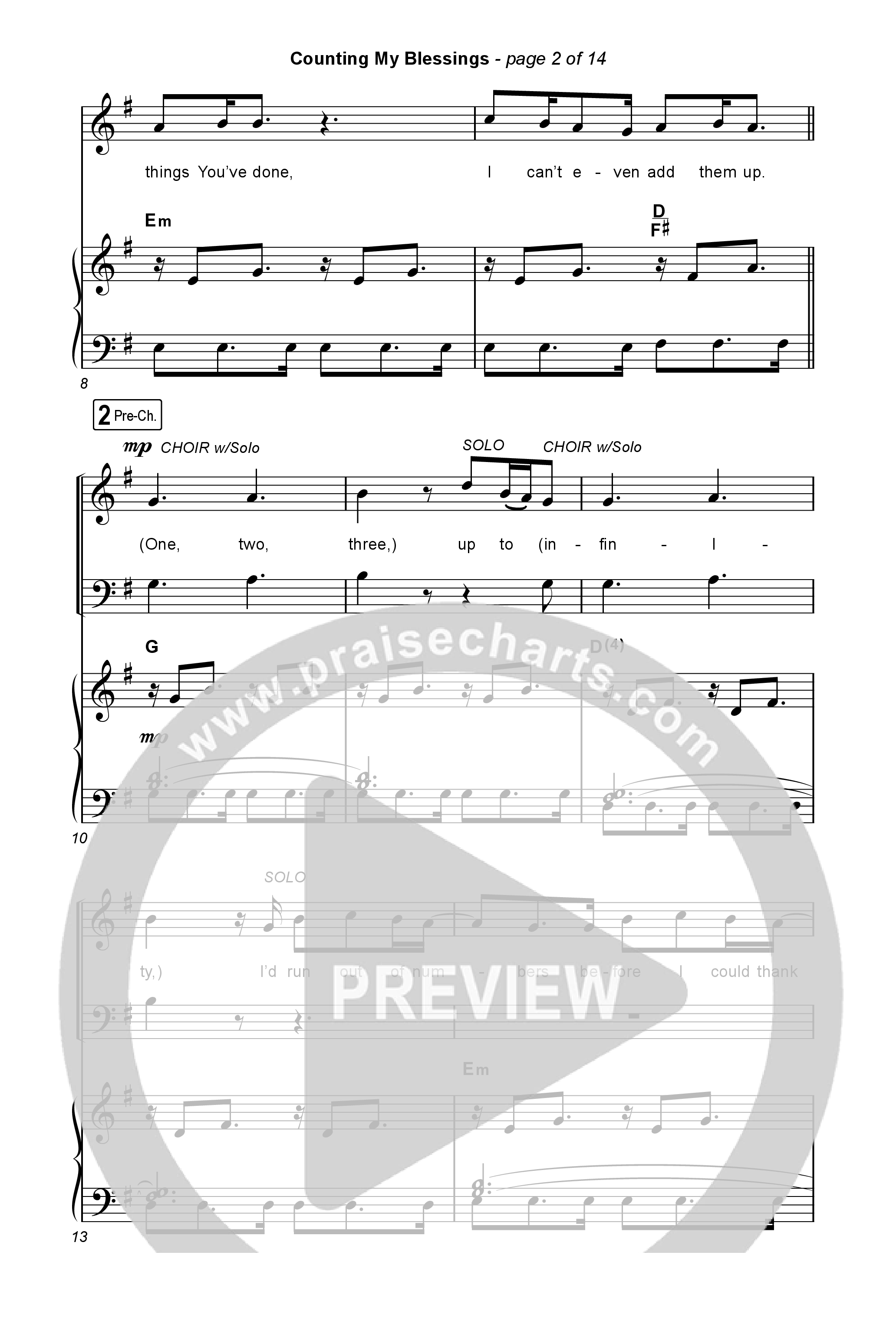 Counting My Blessings (Choral Anthem SATB) Octavo (SATB & Pno) (Seph Schlueter / Matt Maher / Arr. Luke Gambill)