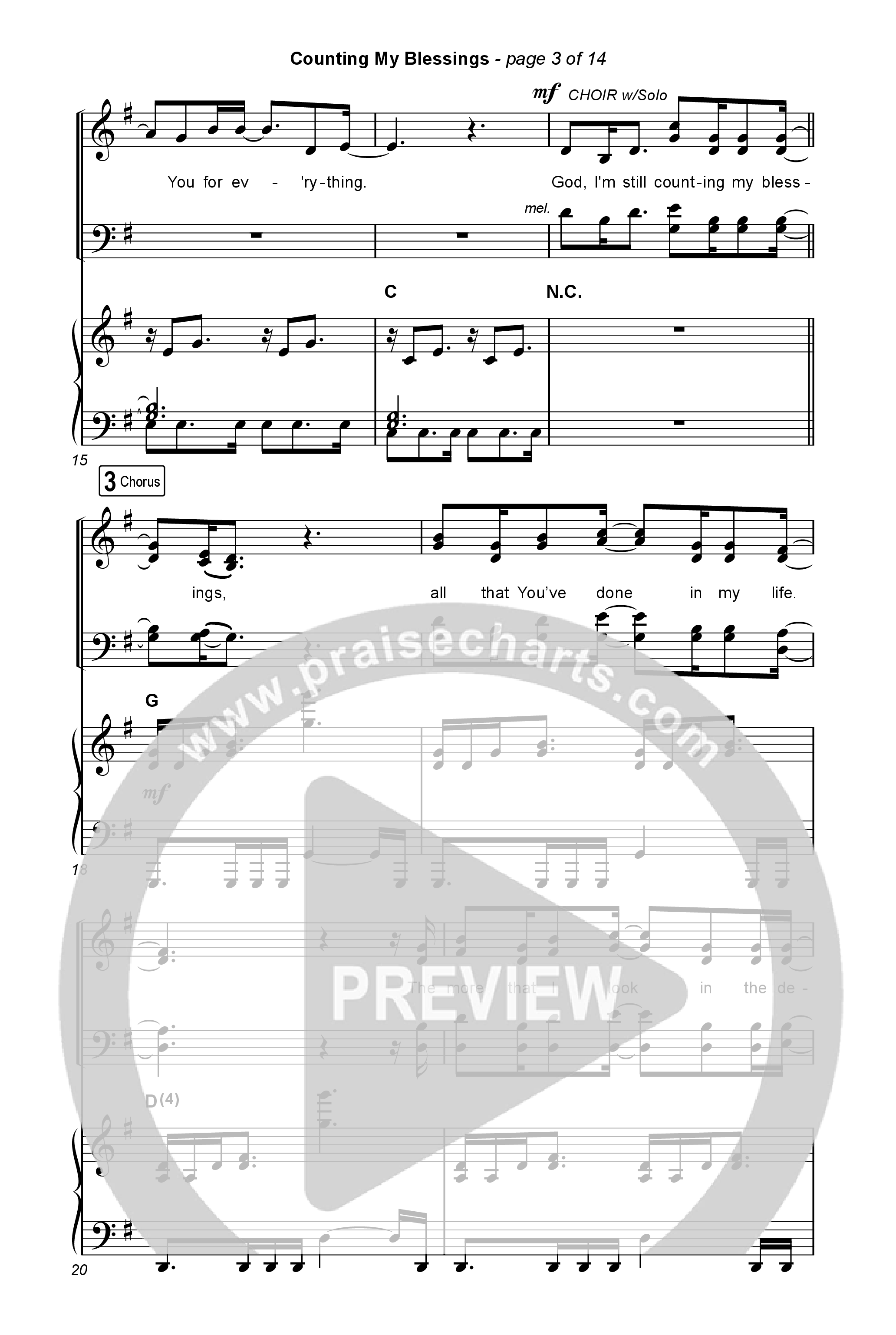 Counting My Blessings (Choral Anthem SATB) Octavo (SATB & Pno) (Seph Schlueter / Matt Maher / Arr. Luke Gambill)