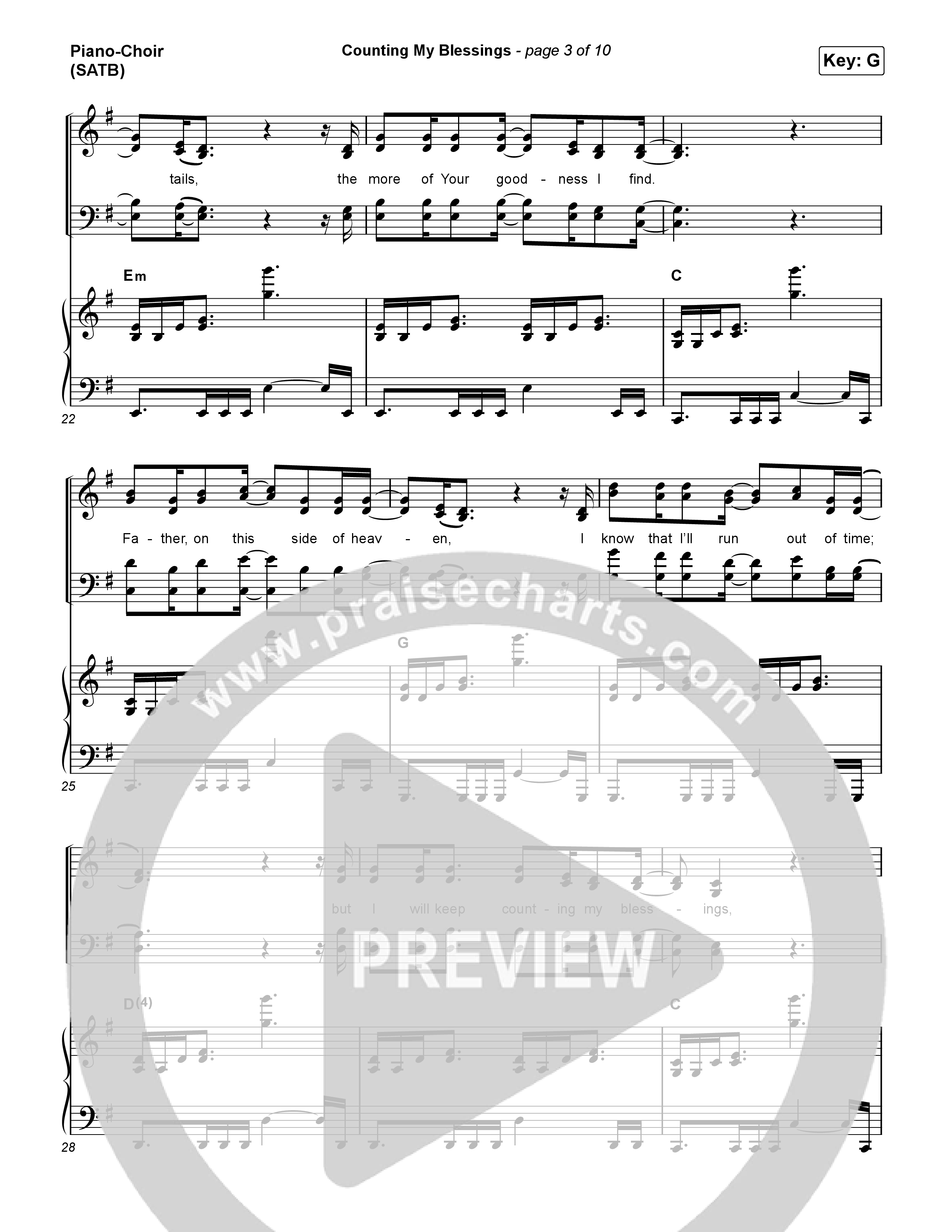 Counting My Blessings (Choral Anthem SATB) Piano/Vocal (SATB) (Seph Schlueter / Matt Maher / Arr. Luke Gambill)