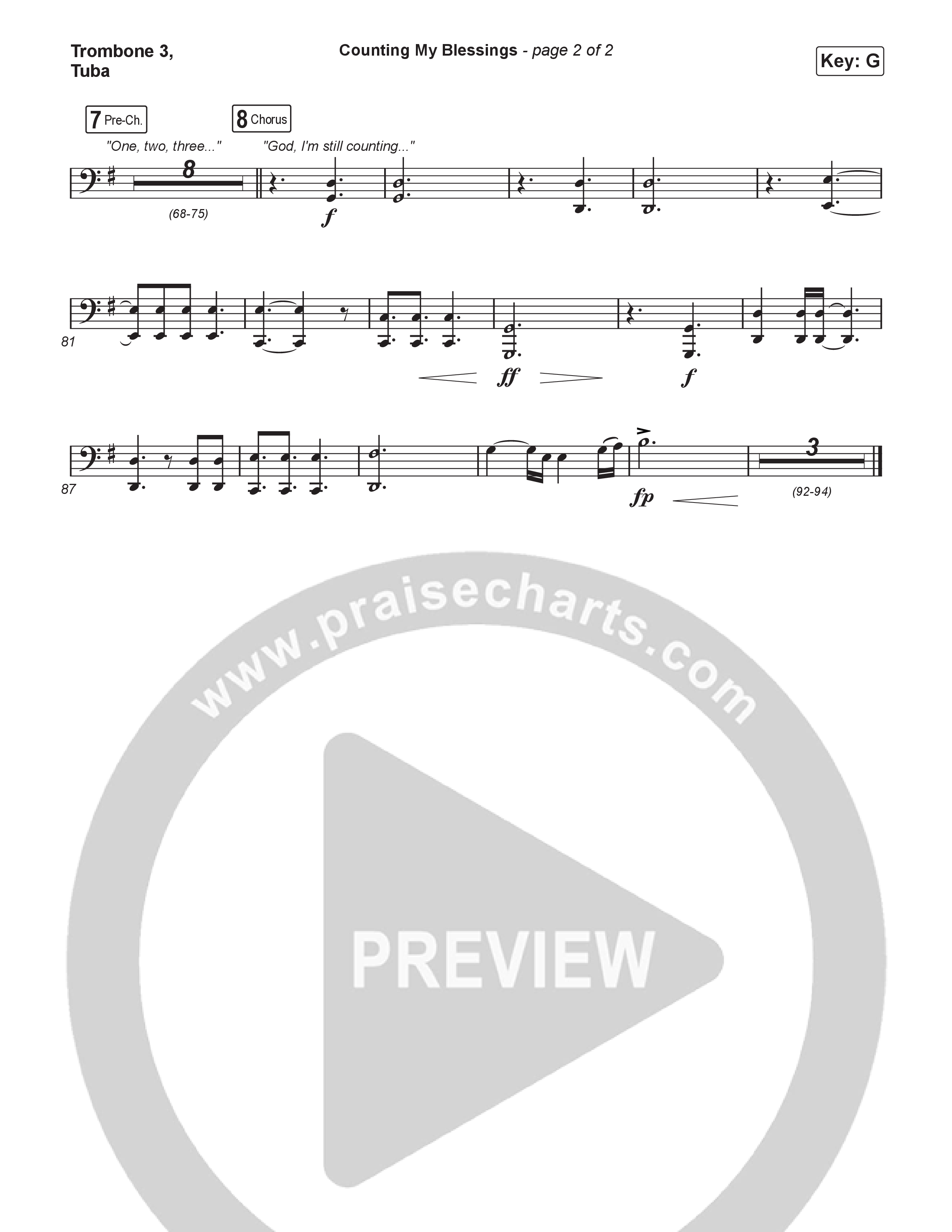 Counting My Blessings (Choral Anthem SATB) Trombone 3/Tuba (Seph Schlueter / Matt Maher / Arr. Luke Gambill)