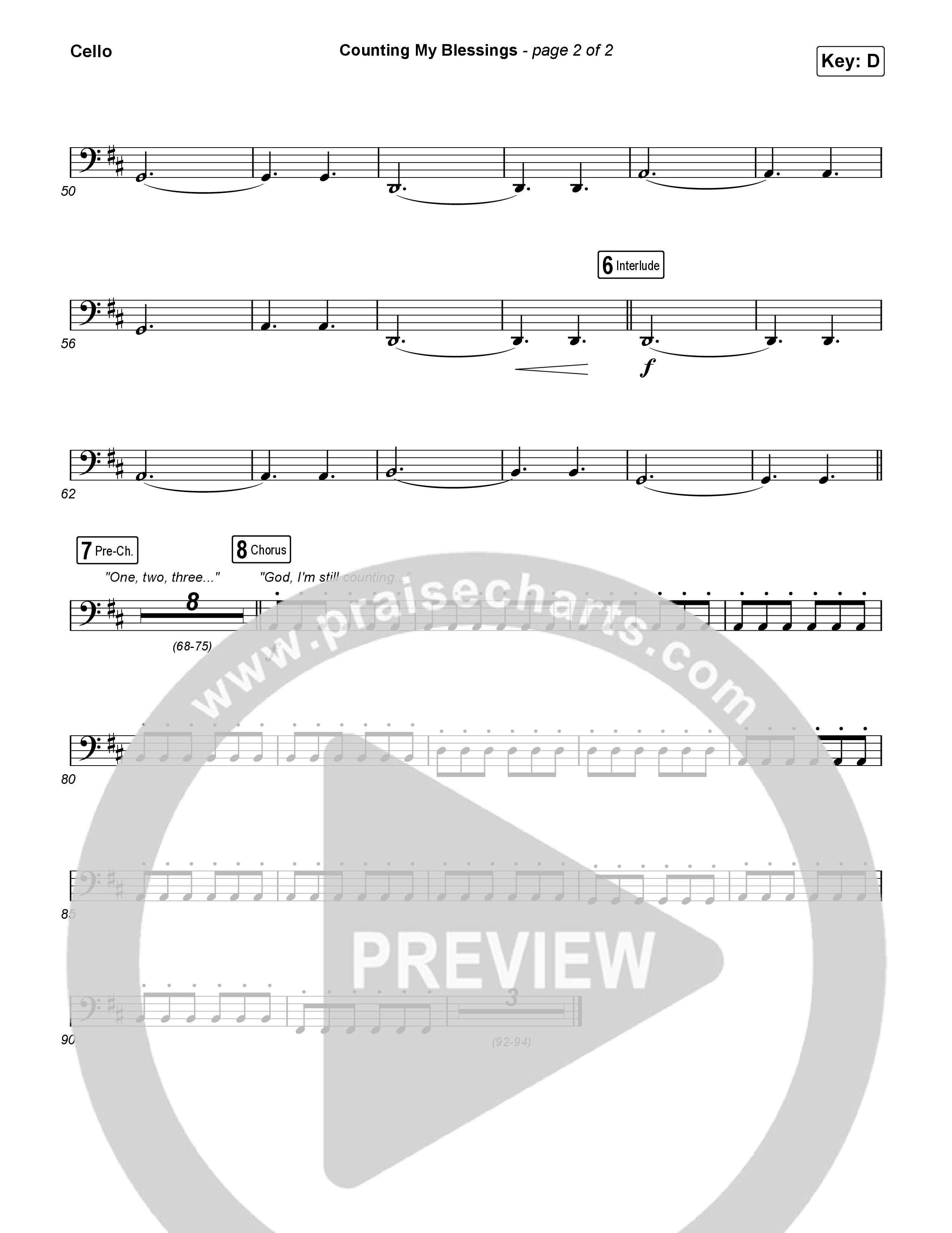 Counting My Blessings (Worship Choir/SAB) Cello (Seph Schlueter / Matt Maher / Arr. Luke Gambill)