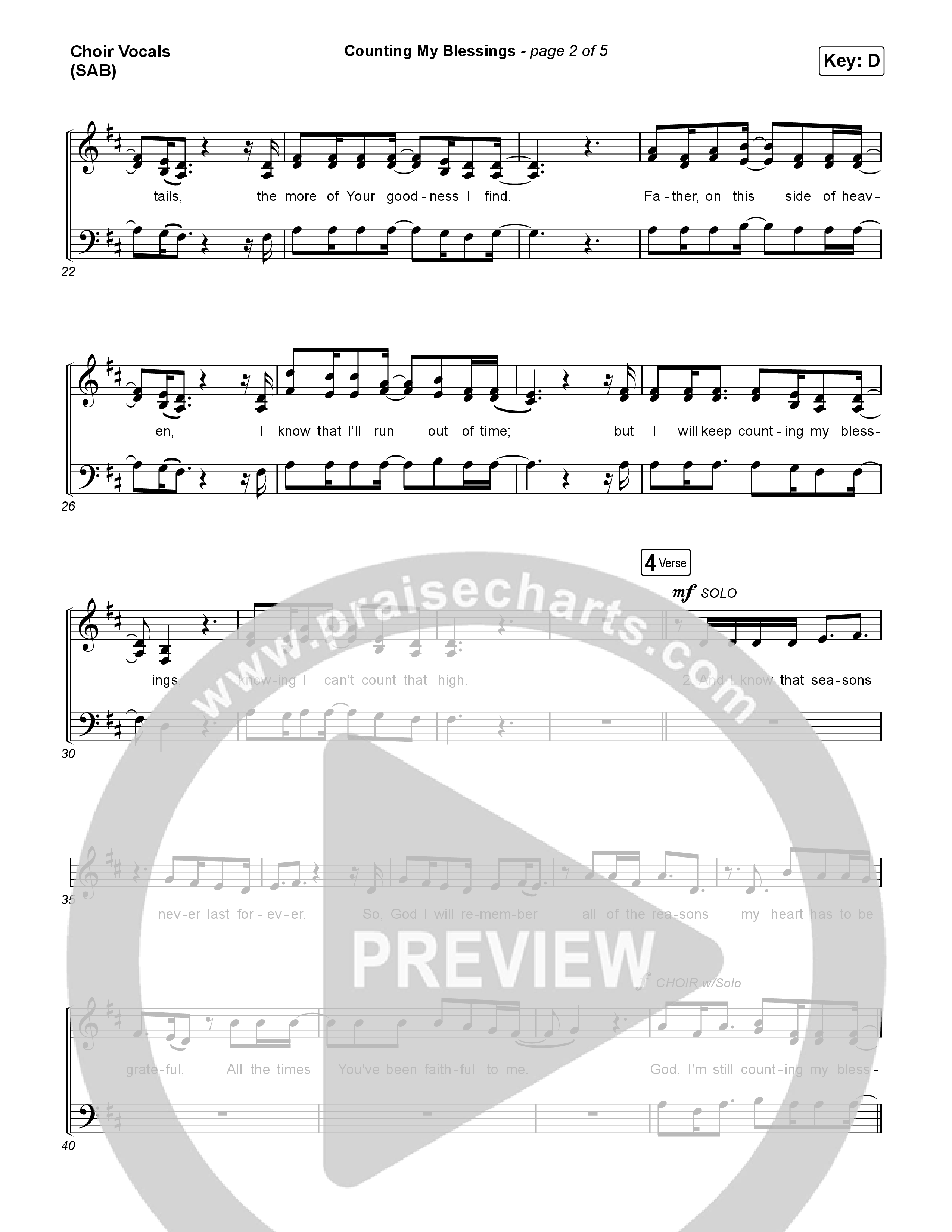 Counting My Blessings (Worship Choir/SAB) Choir Sheet (SAB) (Seph Schlueter / Matt Maher / Arr. Luke Gambill)