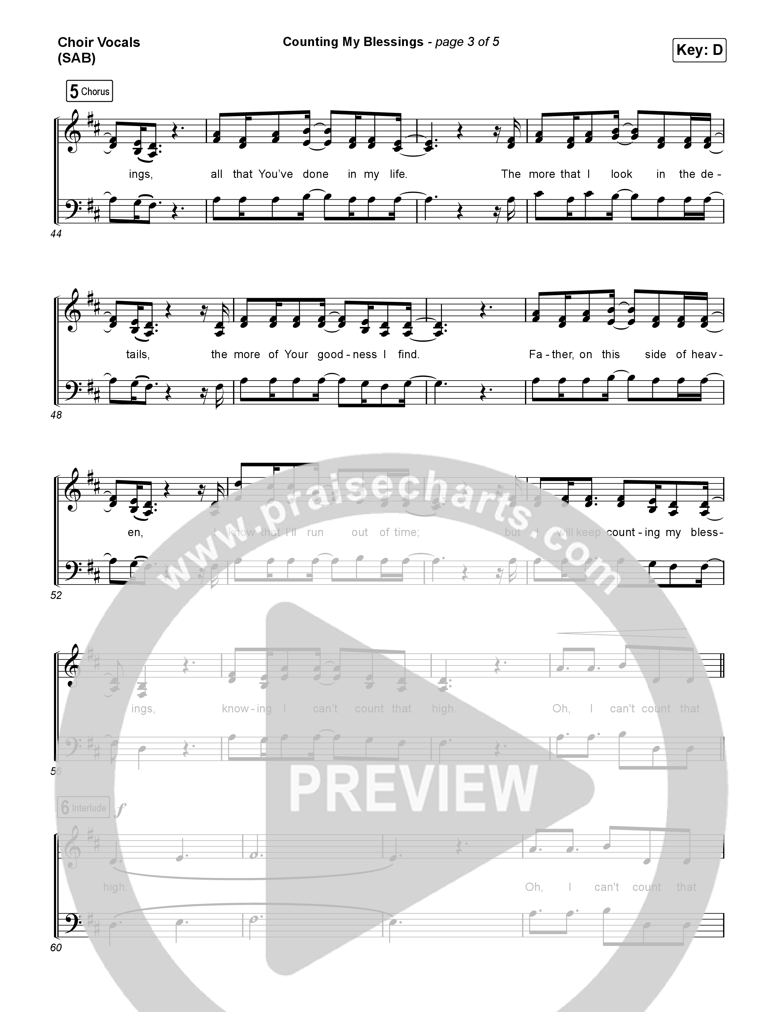 Counting My Blessings (Worship Choir/SAB) Choir Sheet (SAB) (Seph Schlueter / Matt Maher / Arr. Luke Gambill)