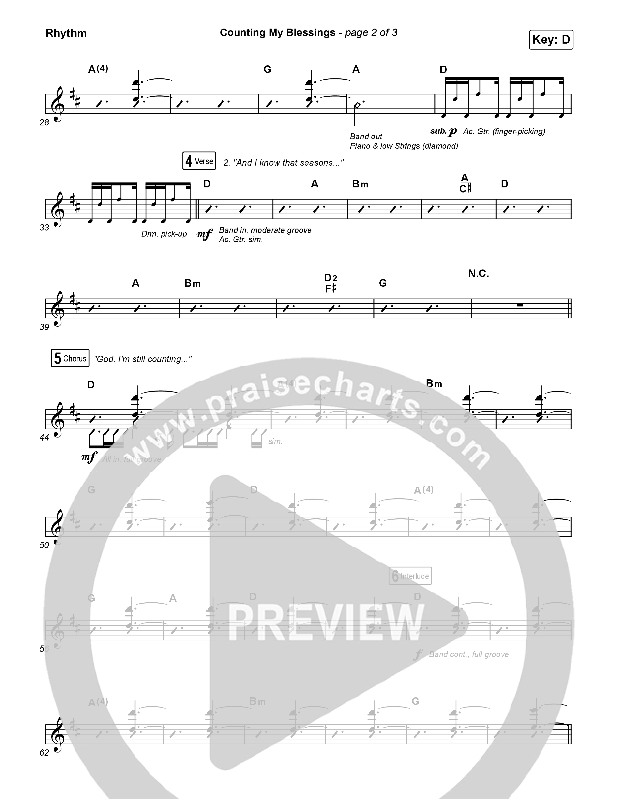 Counting My Blessings (Worship Choir/SAB) Rhythm Chart (Seph Schlueter / Matt Maher / Arr. Luke Gambill)