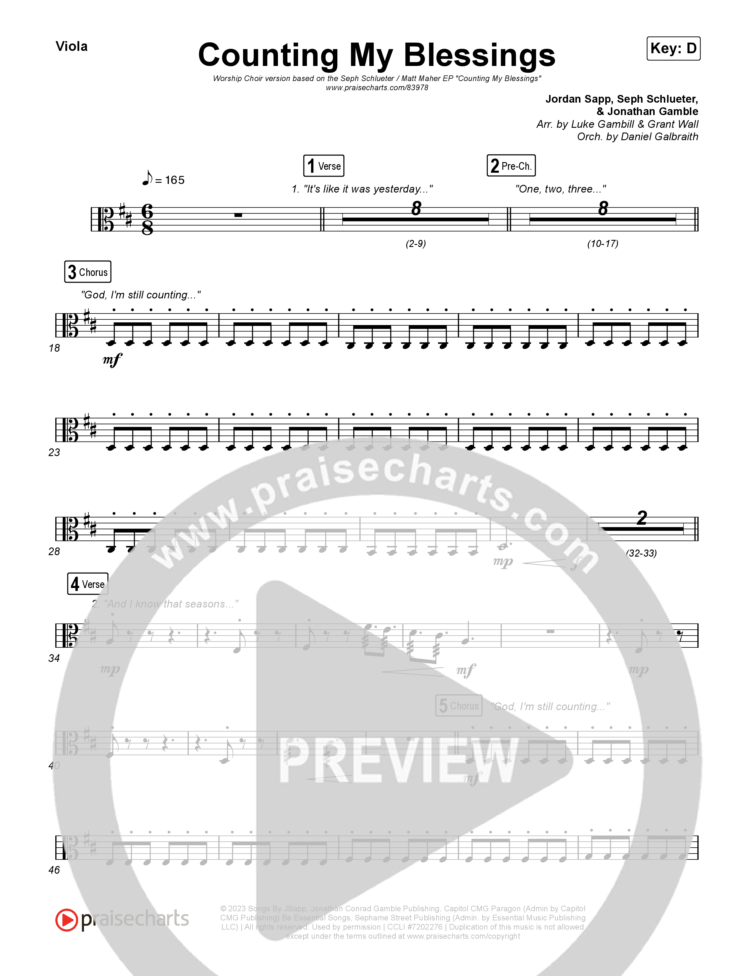 Counting My Blessings (Worship Choir/SAB) String Pack (Seph Schlueter / Matt Maher / Arr. Luke Gambill)