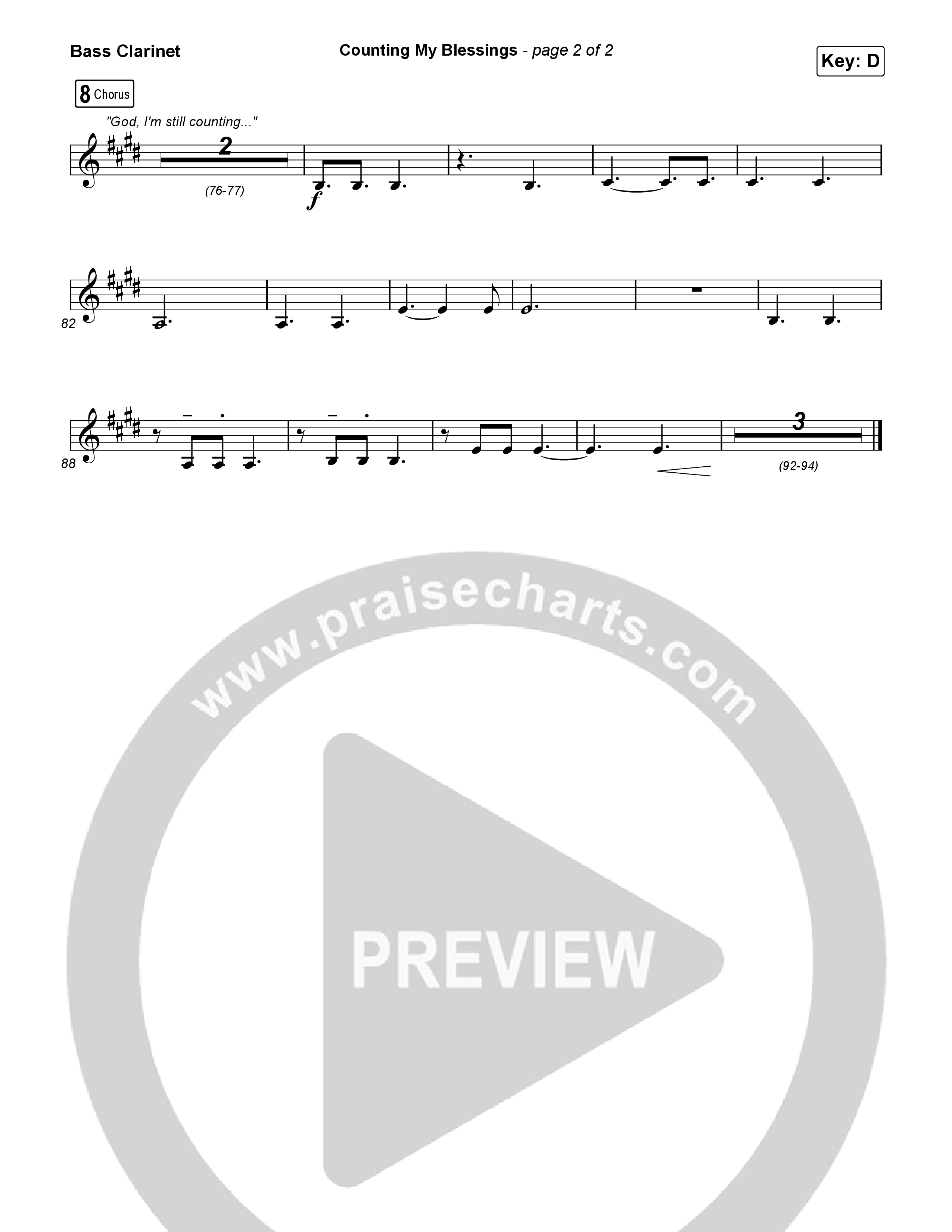 Counting My Blessings (Sing It Now) Bass Clarinet (Seph Schlueter / Matt Maher / Arr. Luke Gambill)