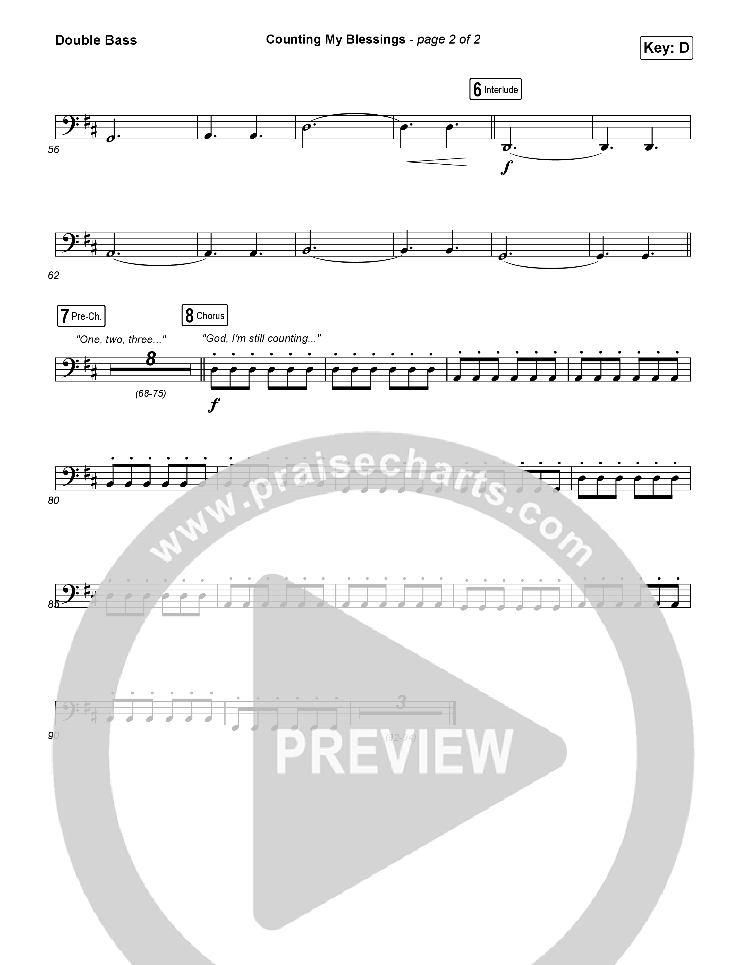 Counting My Blessings (Sing It Now) Double Bass (Seph Schlueter / Matt Maher / Arr. Luke Gambill)