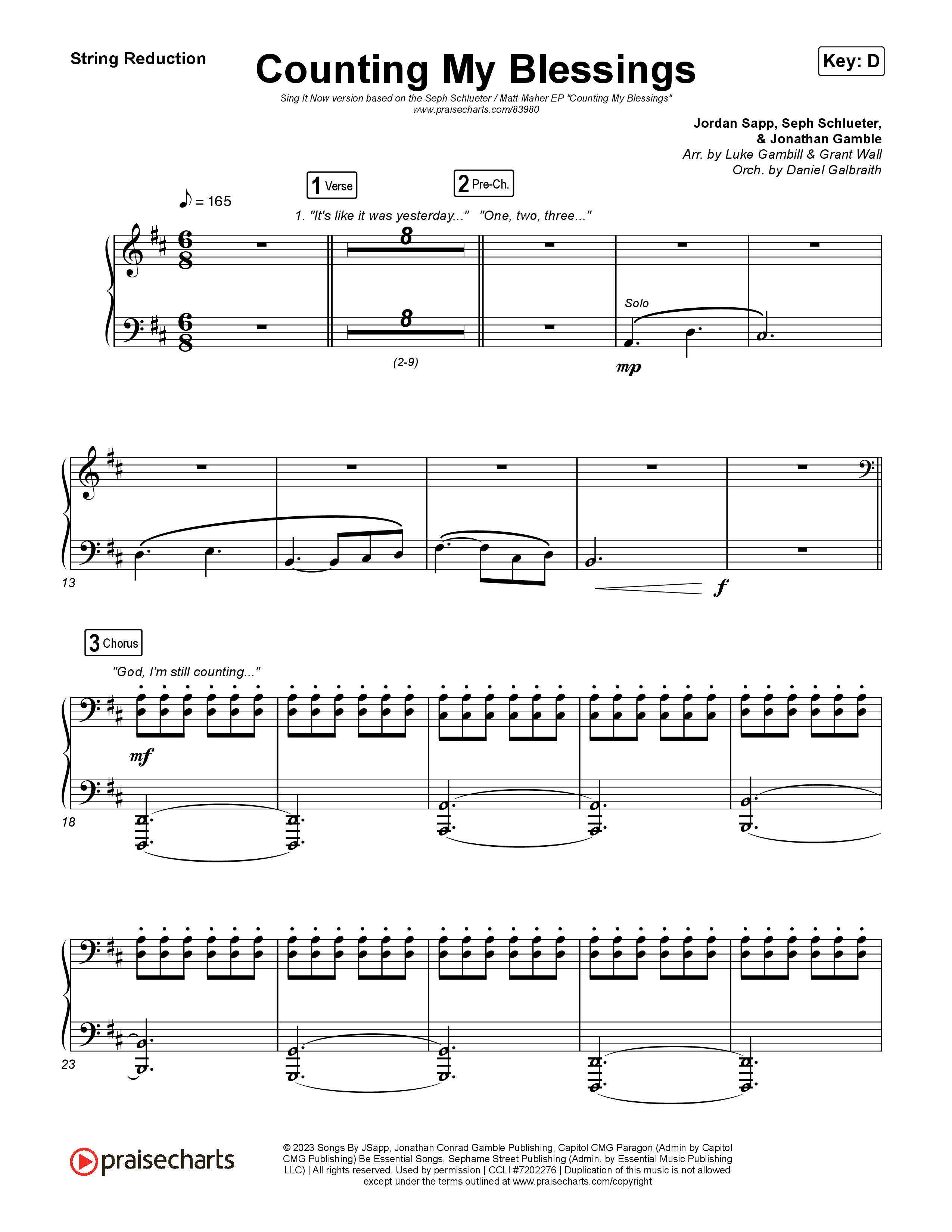 Counting My Blessings (Sing It Now) String Reduction (Seph Schlueter / Matt Maher / Arr. Luke Gambill)