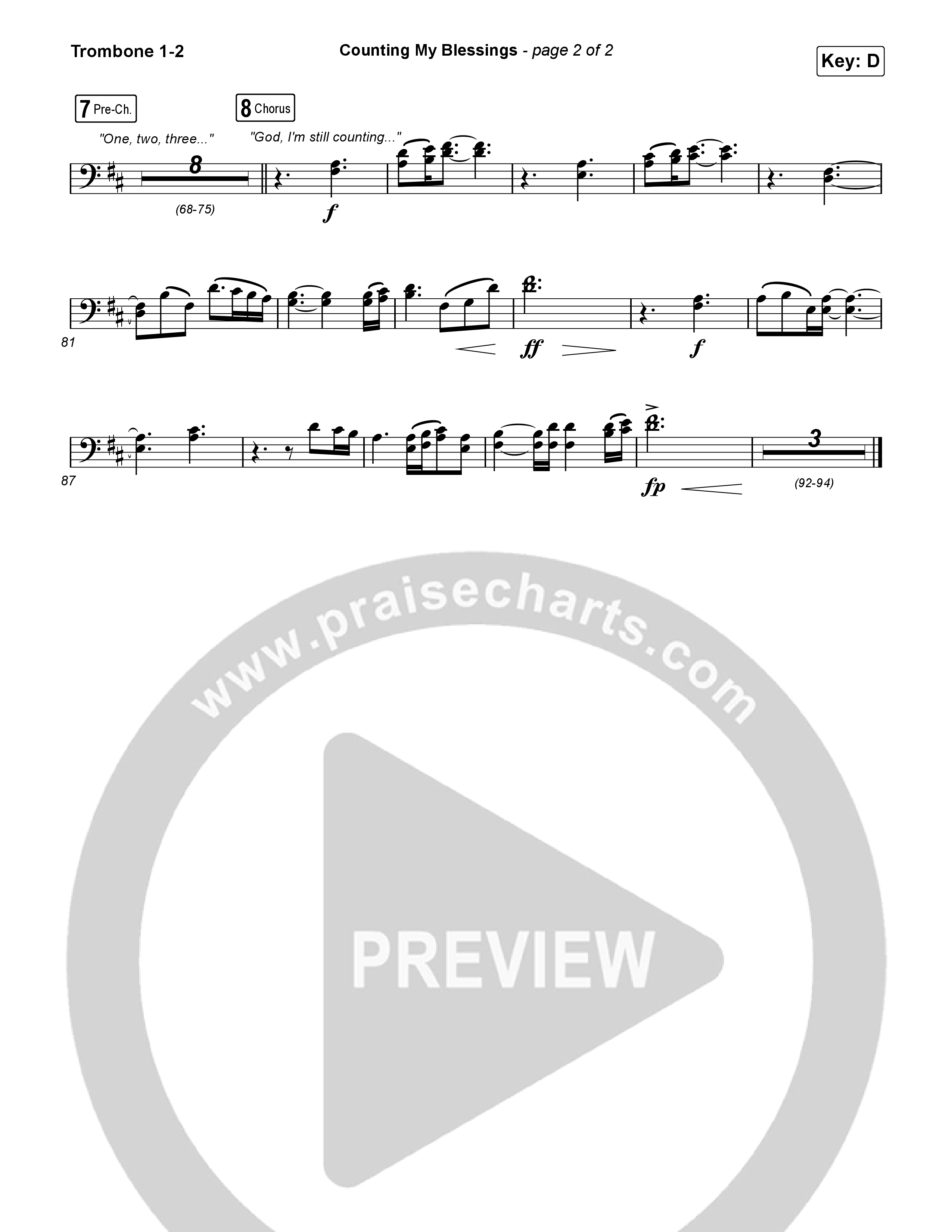 Counting My Blessings (Sing It Now) Trombone 1/2 (Seph Schlueter / Matt Maher / Arr. Luke Gambill)