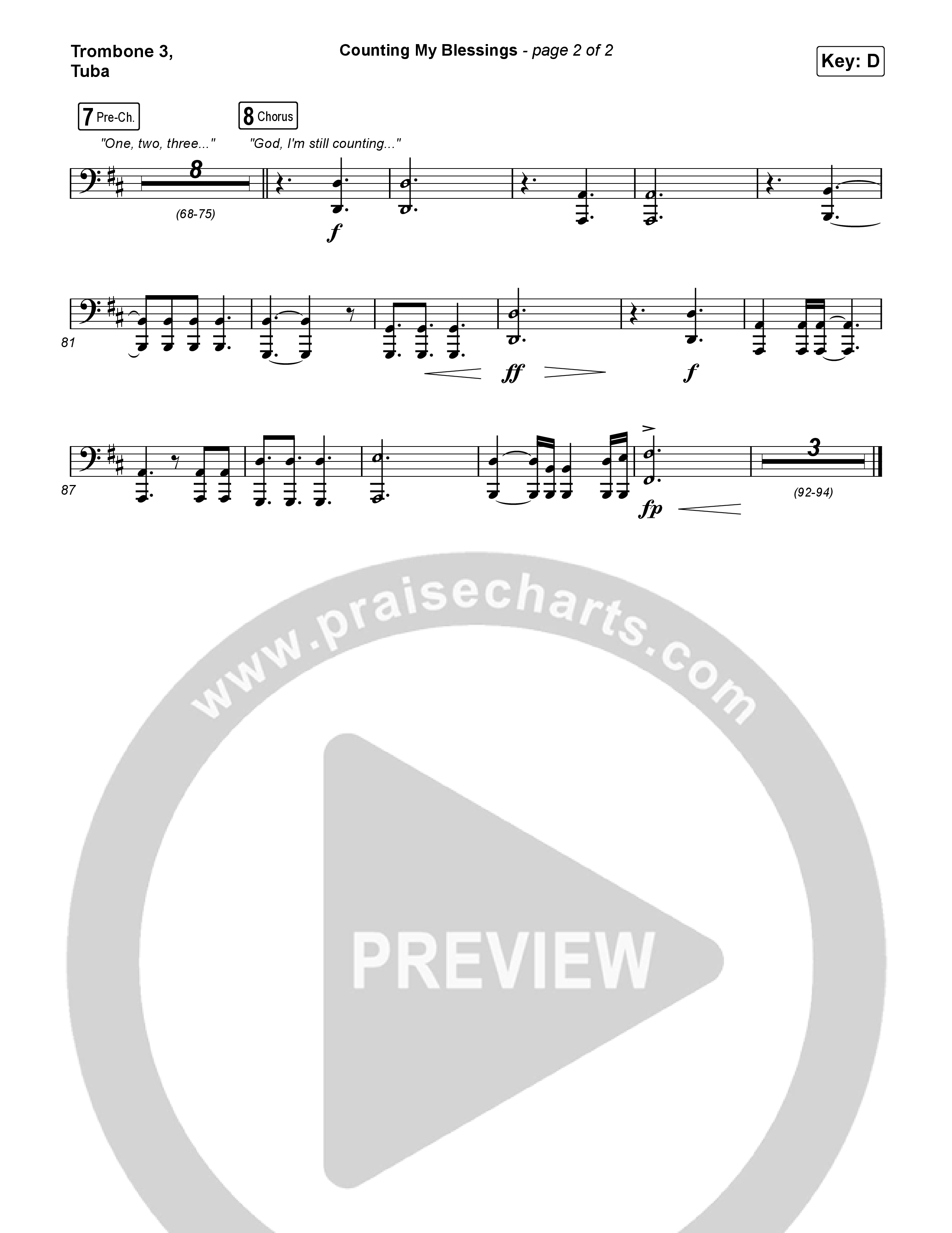 Counting My Blessings (Sing It Now) Trombone 3/Tuba (Seph Schlueter / Matt Maher / Arr. Luke Gambill)