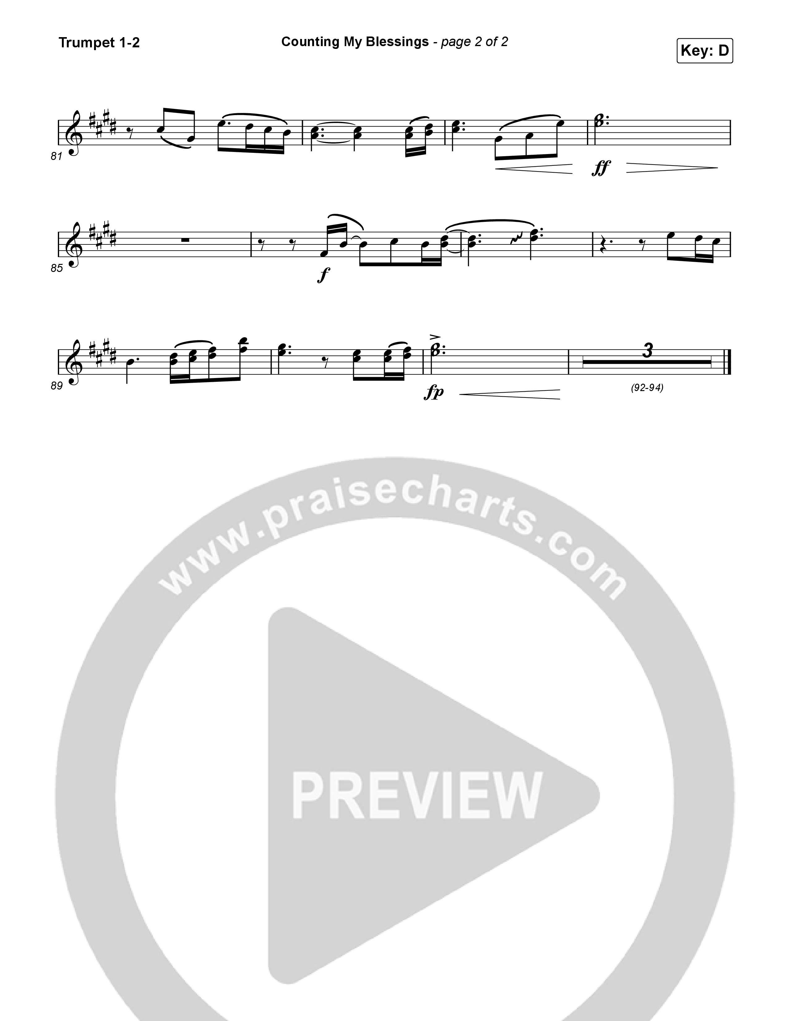 Counting My Blessings (Sing It Now) Trumpet 1,2 (Seph Schlueter / Matt Maher / Arr. Luke Gambill)