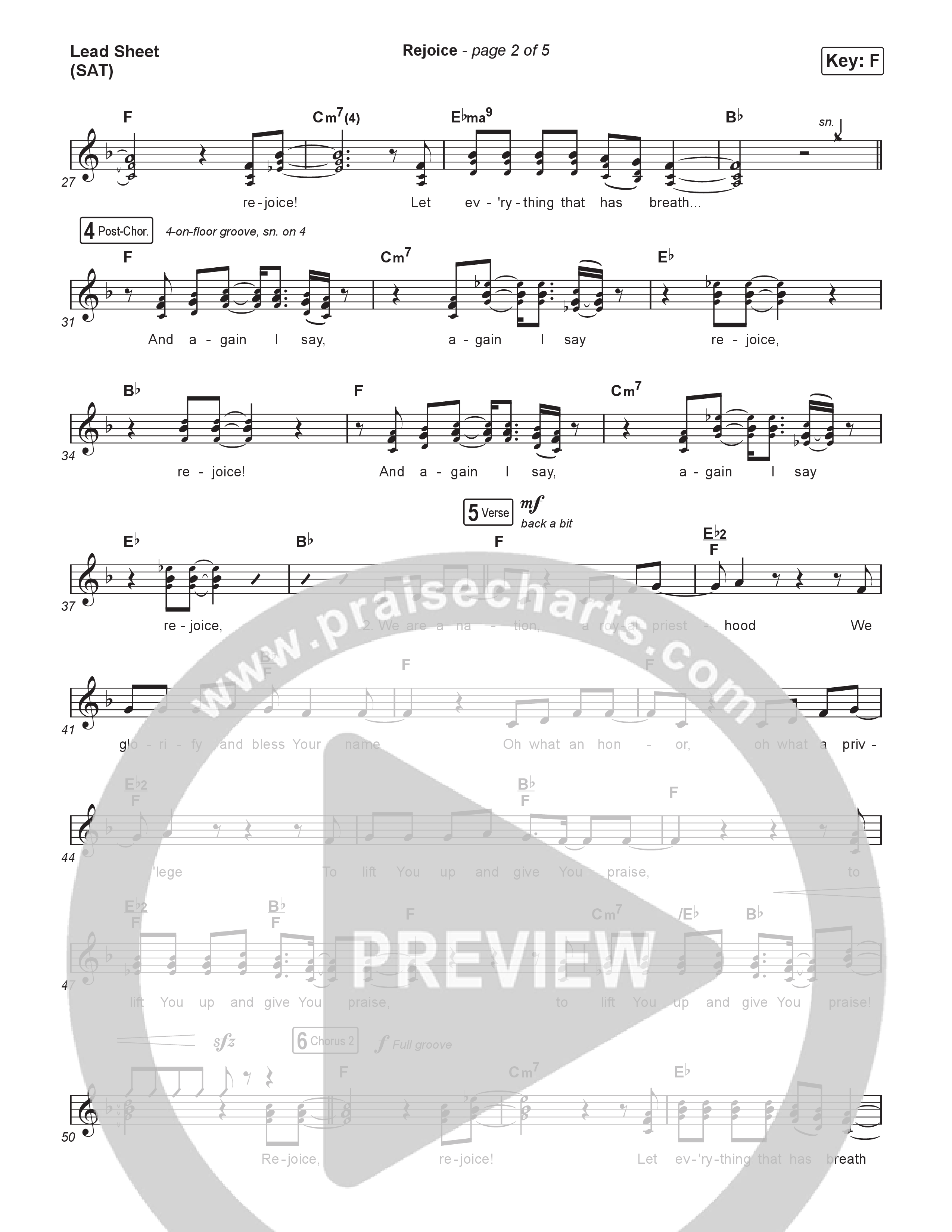 Rejoice (Choral Anthem SATB) Lead Sheet (SAT) (Charity Gayle / Arr. Luke Gambill)