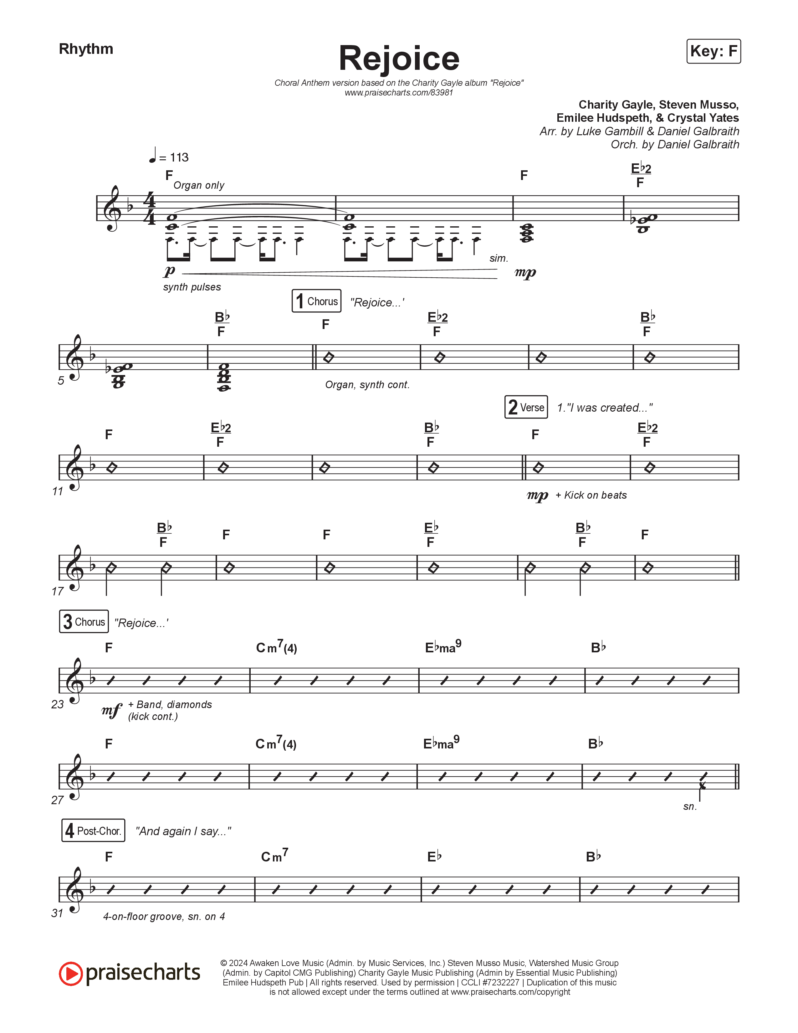 Rejoice (Choral Anthem SATB) Rhythm Pack (Charity Gayle / Arr. Luke Gambill)
