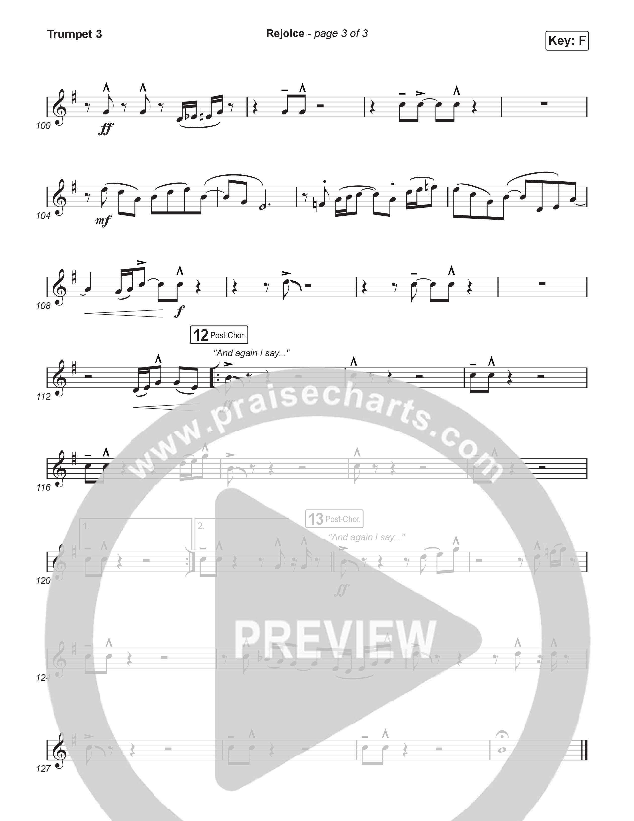 Rejoice (Choral Anthem SATB) Trumpet 3 (Charity Gayle / Arr. Luke Gambill)