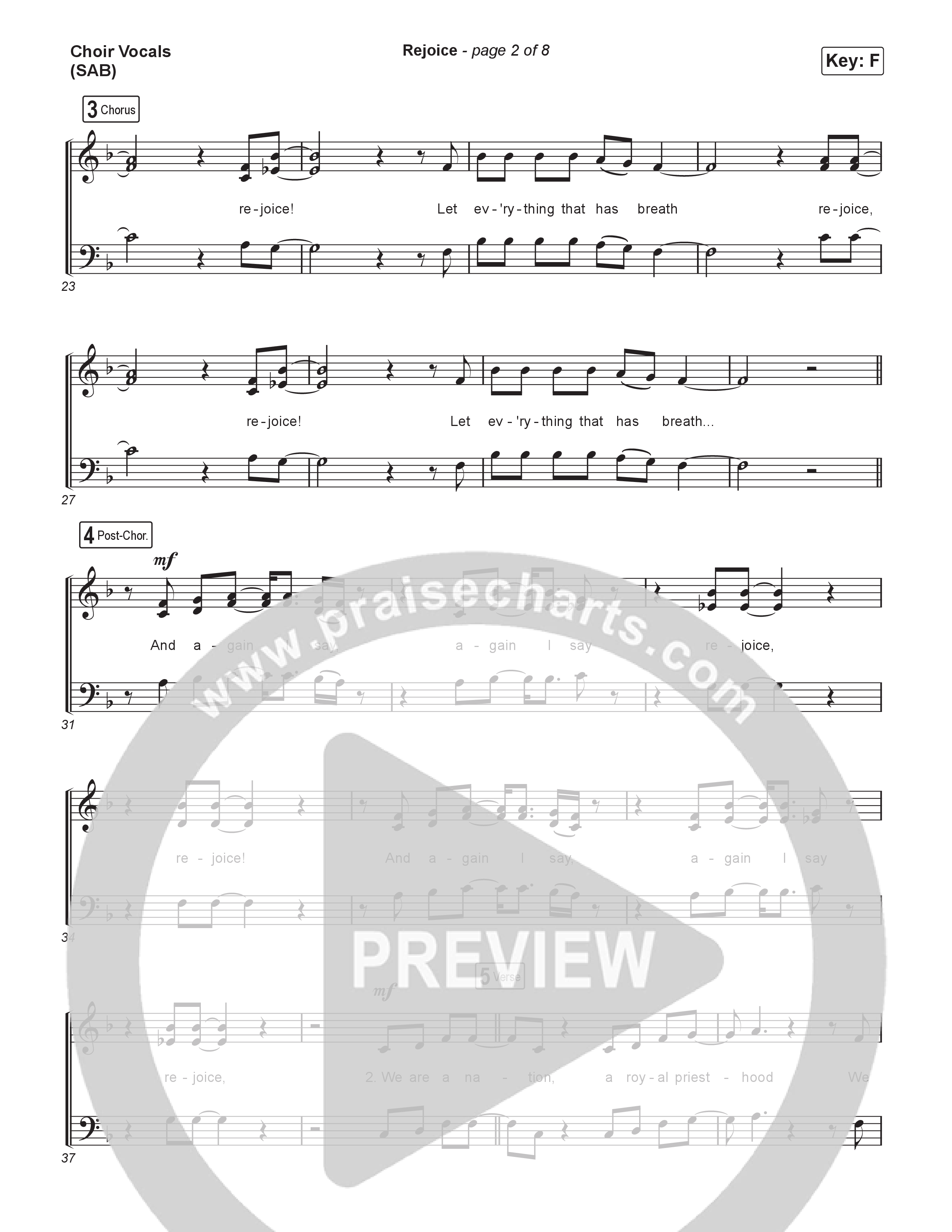 Rejoice (Worship Choir/SAB) Choir Sheet (SAB) (Charity Gayle / Arr. Luke Gambill)