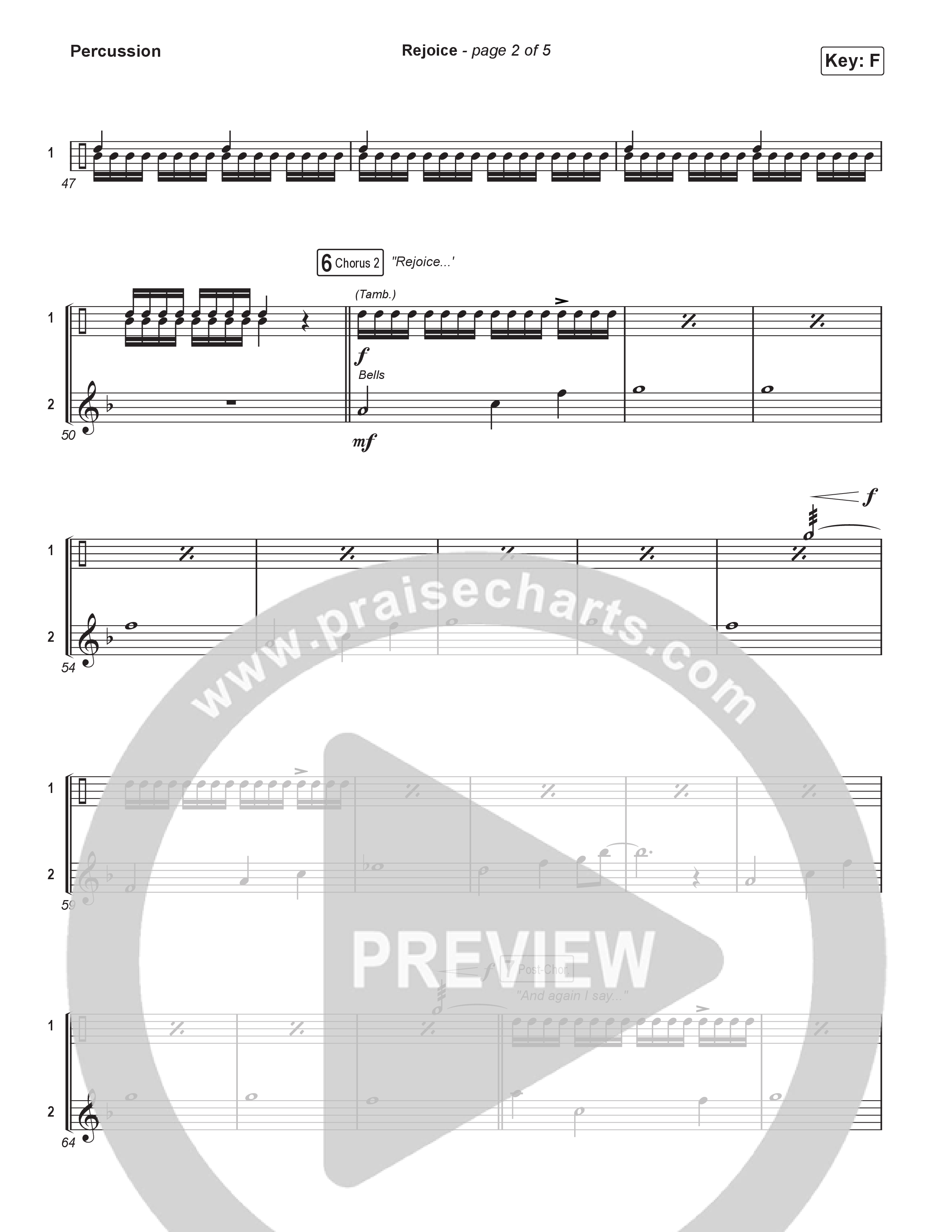 Rejoice (Worship Choir/SAB) Percussion (Charity Gayle / Arr. Luke Gambill)