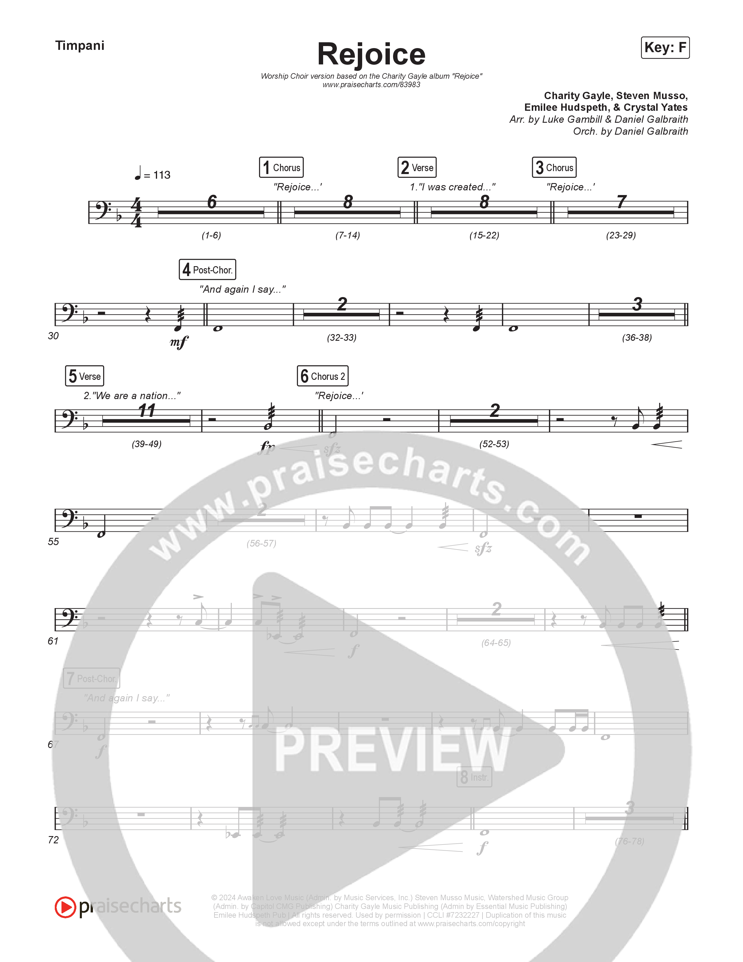 Rejoice (Worship Choir/SAB) Timpani (Charity Gayle / Arr. Luke Gambill)
