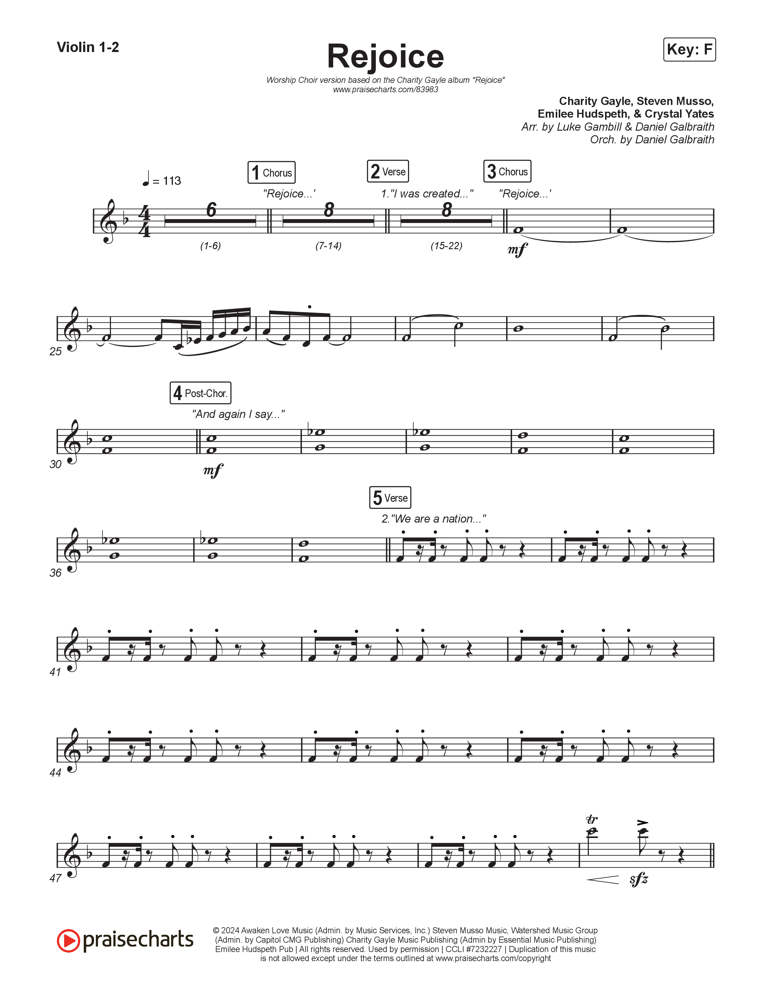 Rejoice (Worship Choir/SAB) String Pack (Charity Gayle / Arr. Luke Gambill)