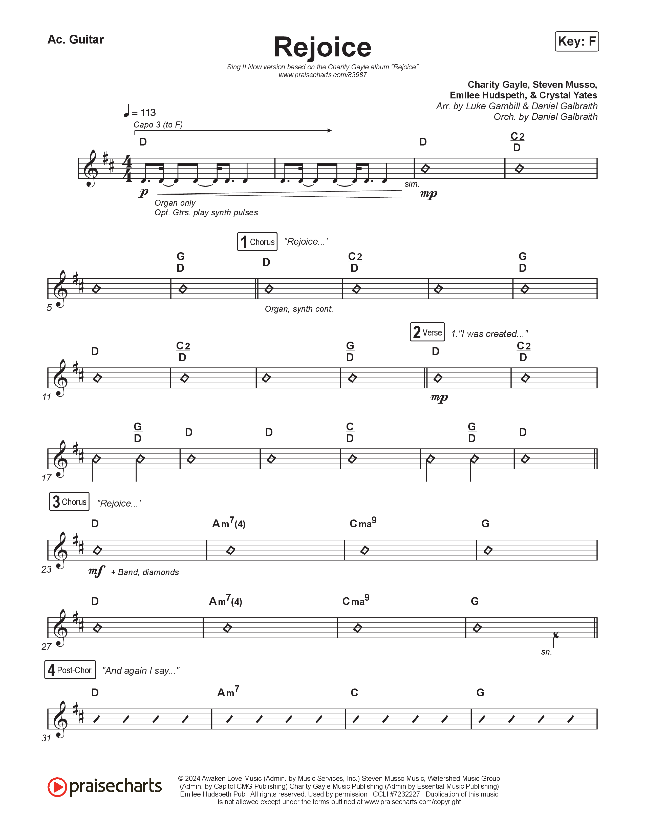 Rejoice (Sing It Now) Acoustic Guitar (Charity Gayle / Arr. Luke Gambill)