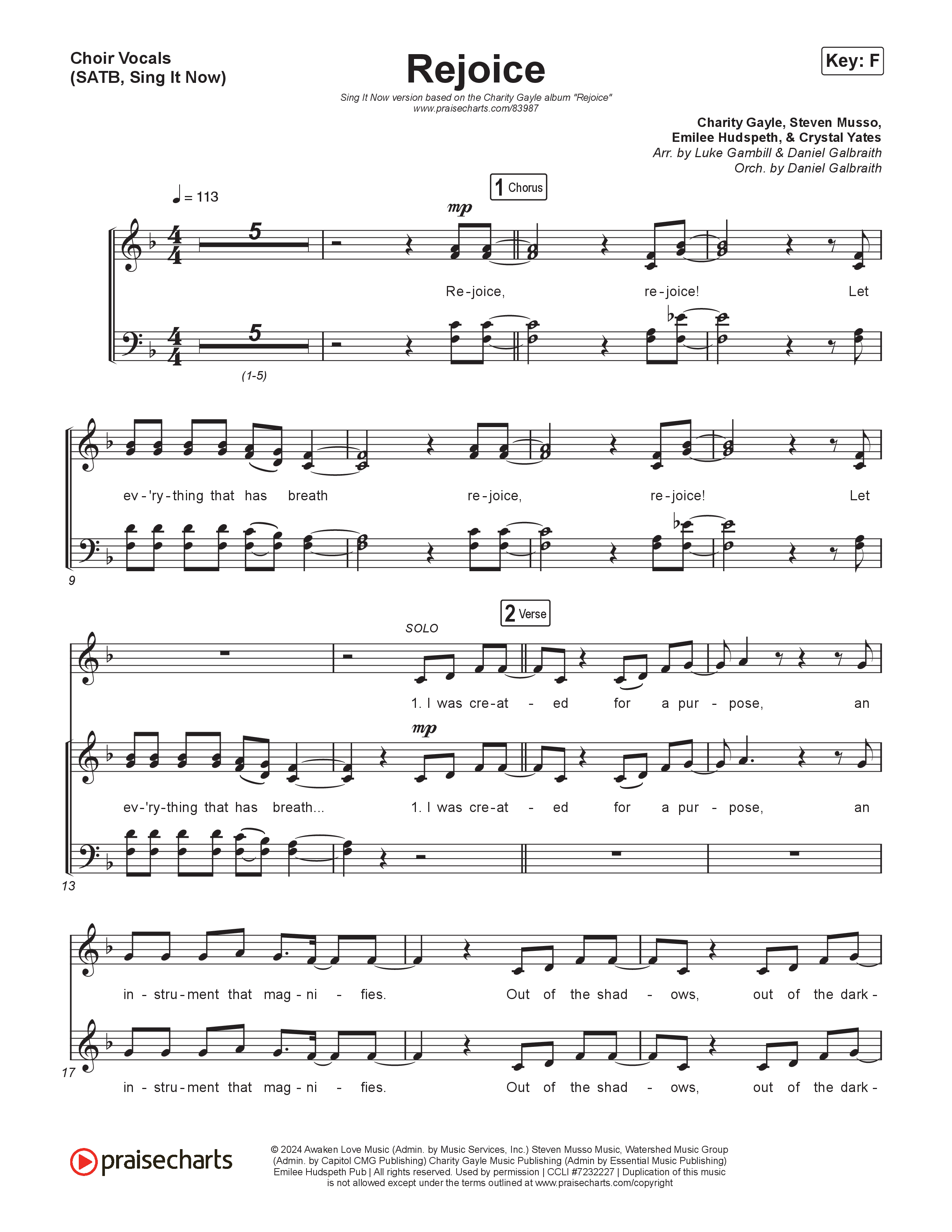 Rejoice (Sing It Now) Choir Sheet (SATB) (Charity Gayle / Arr. Luke Gambill)